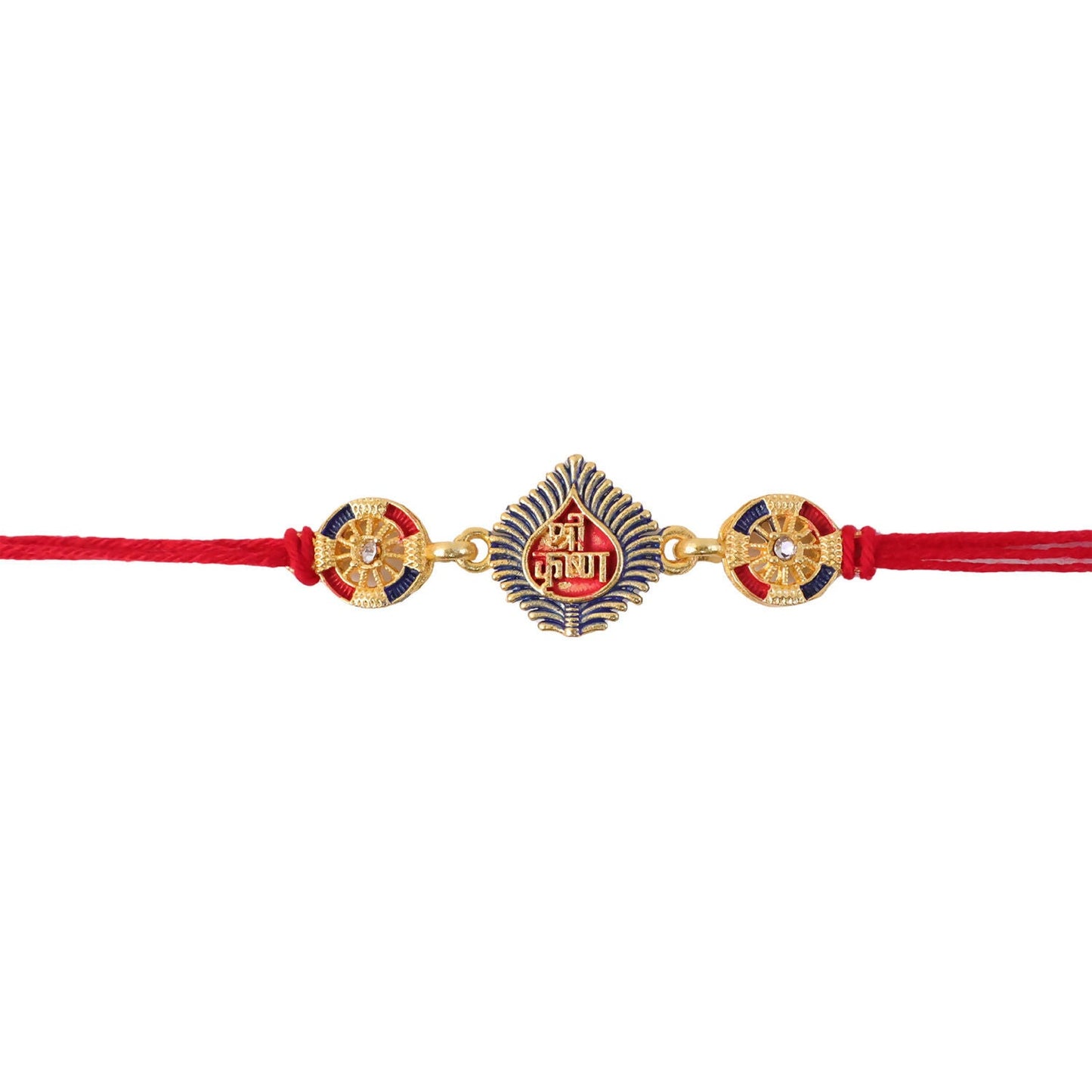 Traditional Shri Krishna Rakhi with vibrant thread and design