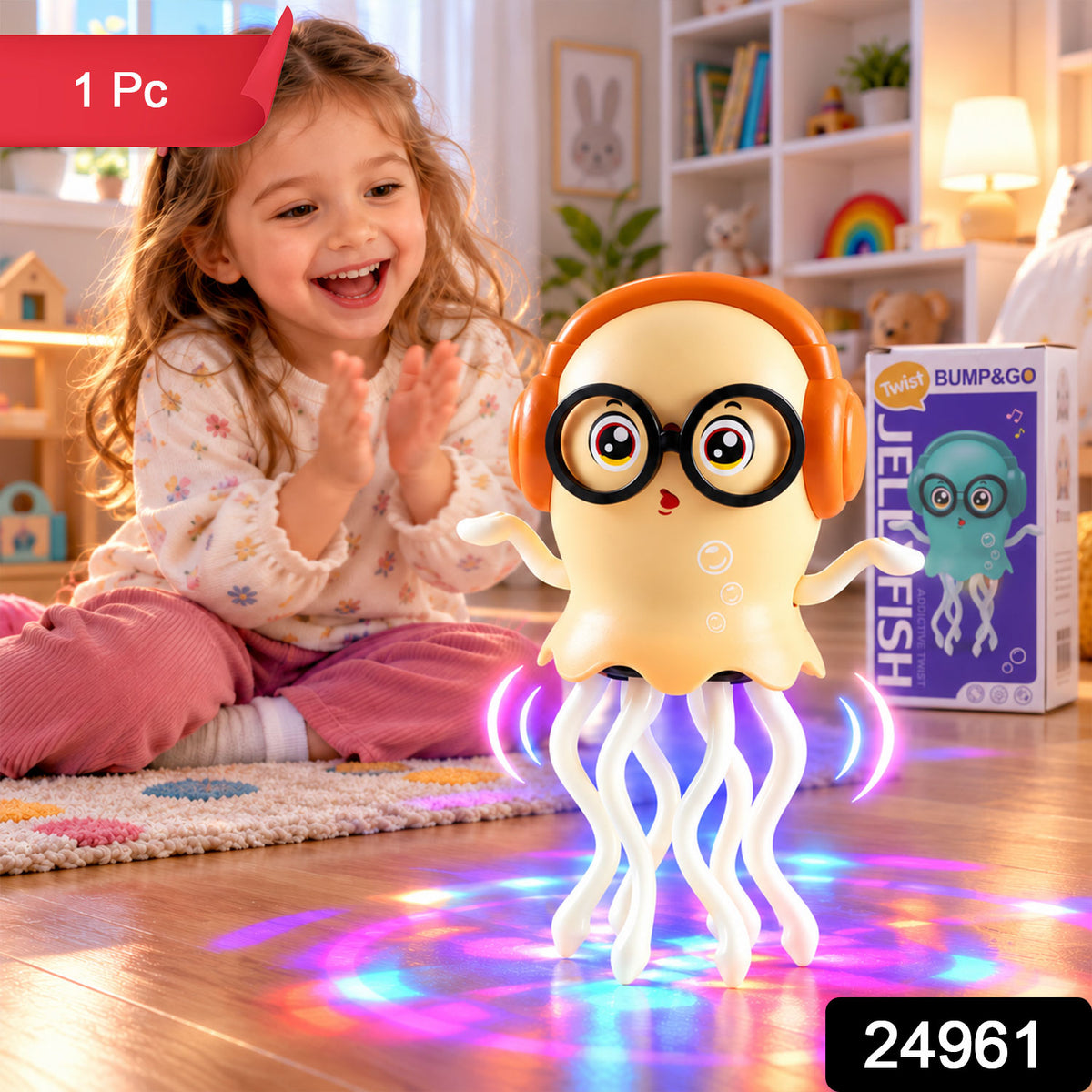 Musical Dancing Jellyfish Toy with LED Lights and Moving Tentacles (1 Pc)