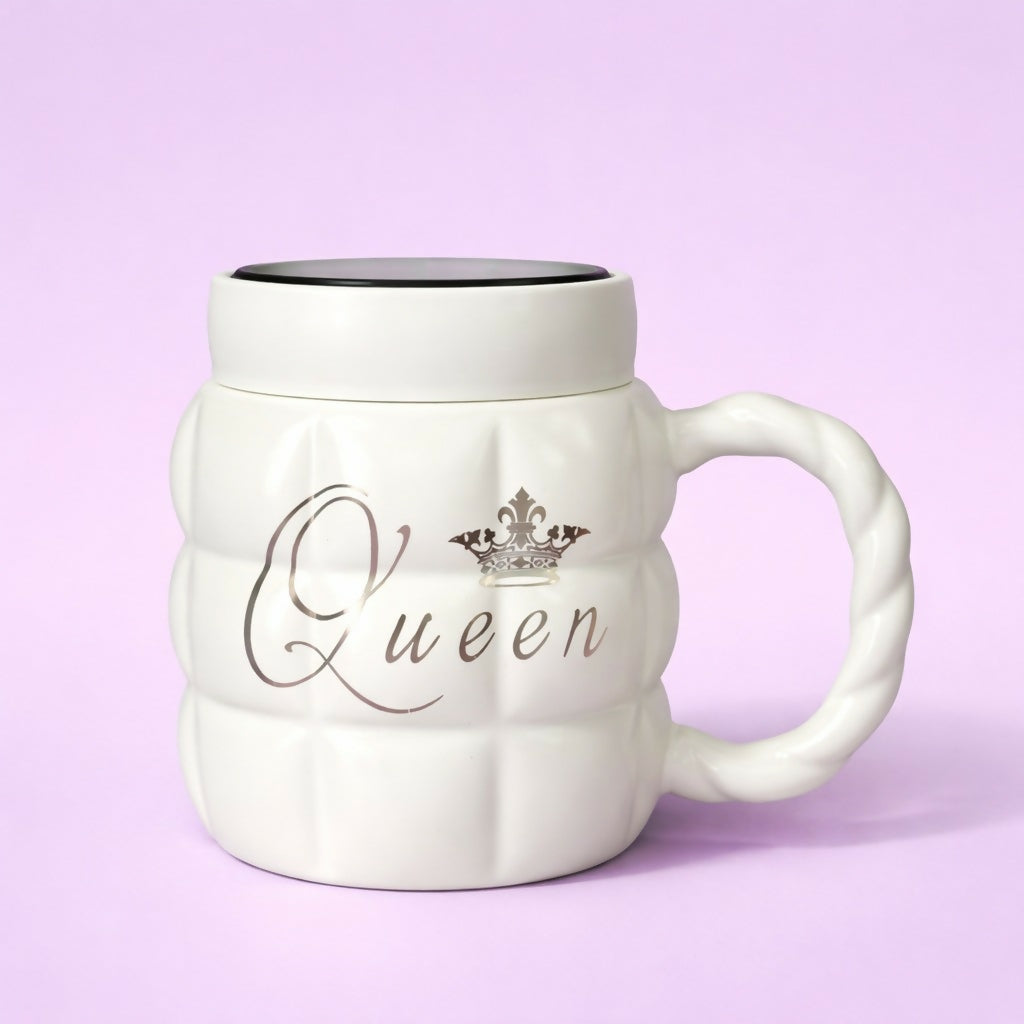 Queen Printed Ceramic Mug with Mirror Base Coffee Cup