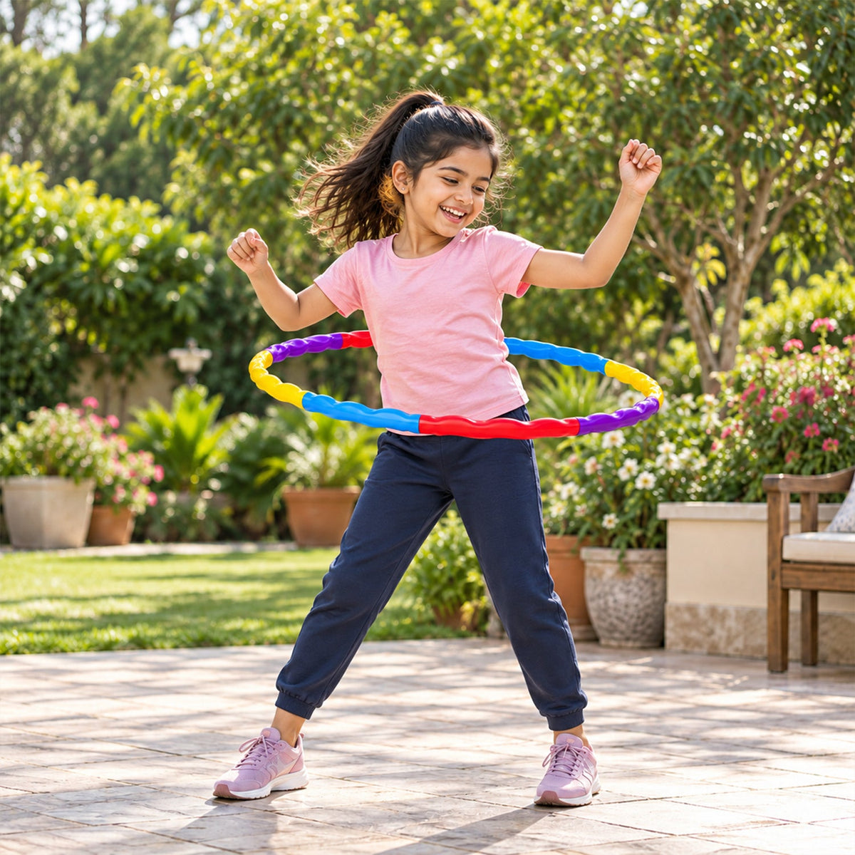 Detachable Hula Hoop With Colourful Segments For Kids Active Play (1 Set)
