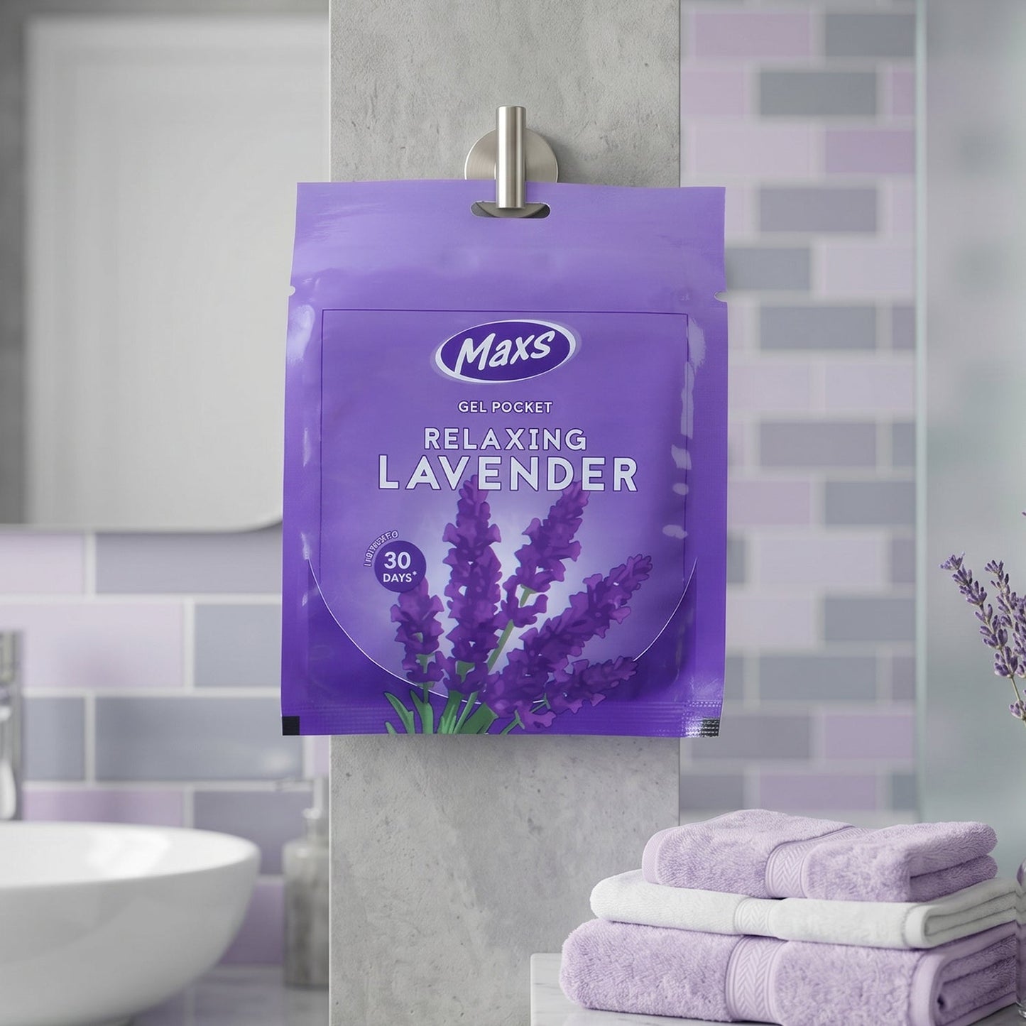 Maxs Relaxing Lavender Gel Air Freshener Pocket Long Lasting 10 Gm