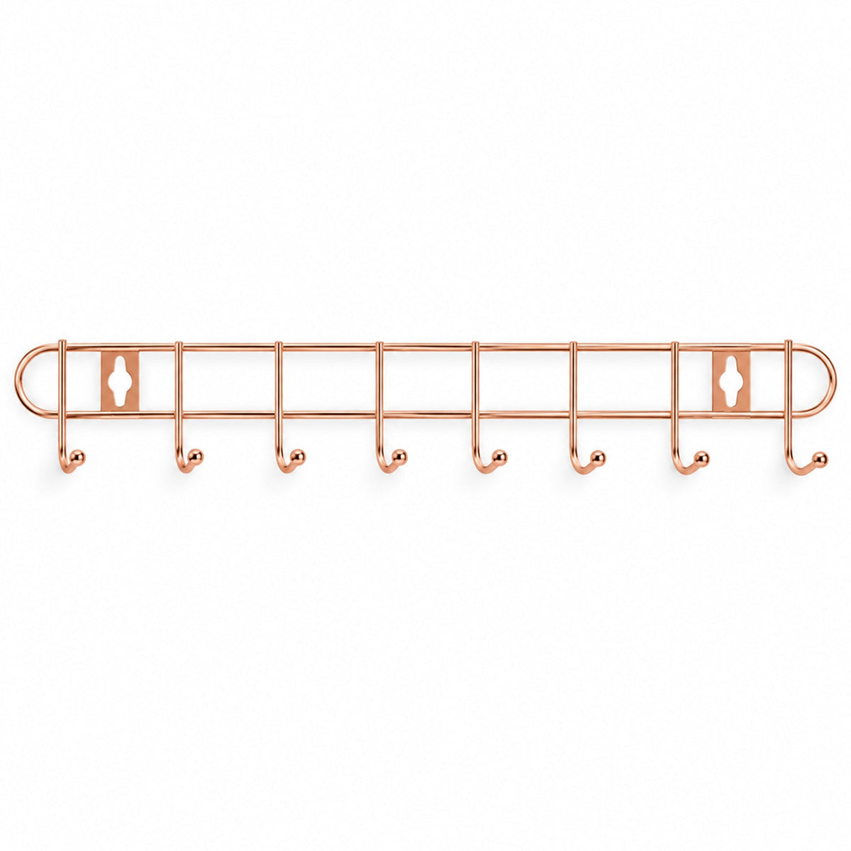 Rose Gold Steel Wall Hanger Rack for Keys, Towels and Bag Storage (8 Hooks)
