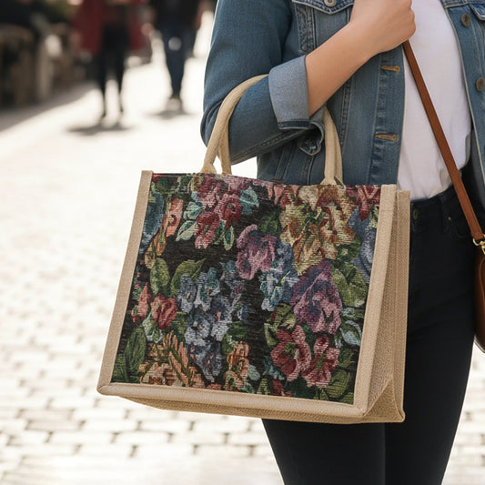Multipurpose Floral Print Carry Hand Bag 1 Pc 29x33 Cm