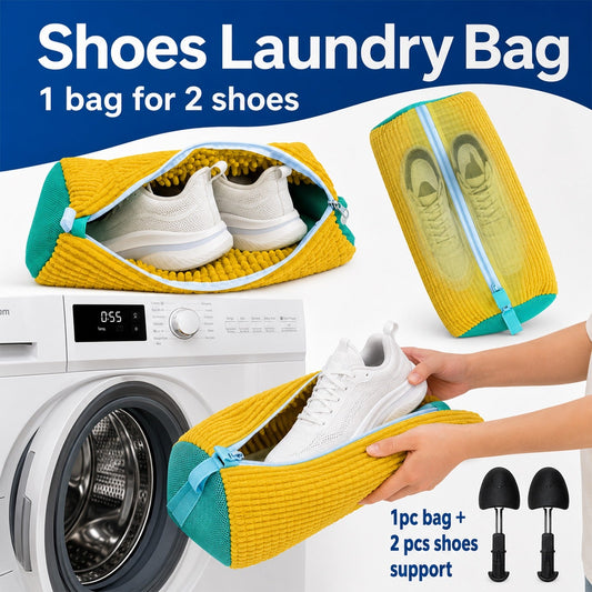Shoe laundry wash bag with 2 shoe supports for washing machine (1 set)