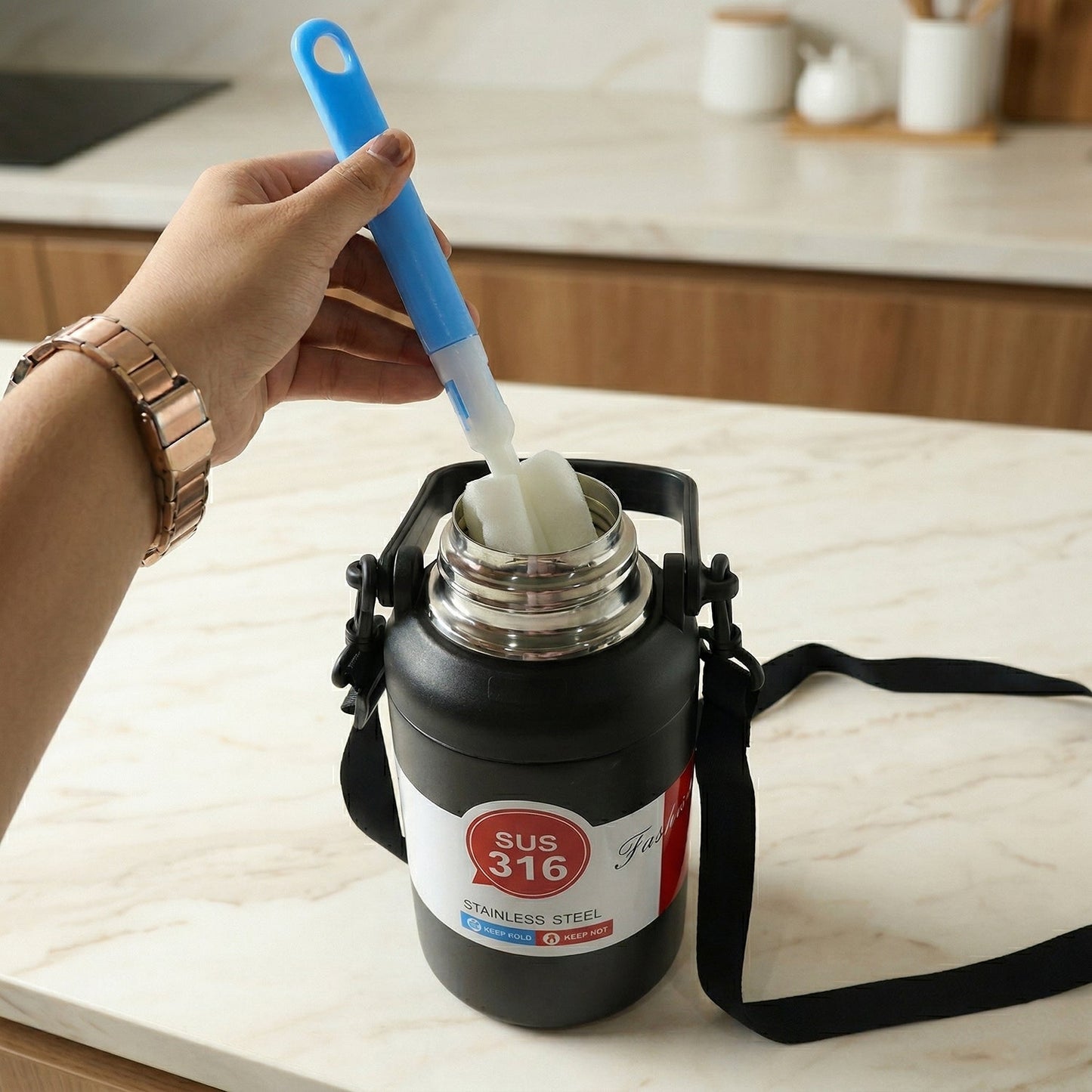 Premium Vacuum Insulated Stainless Steel Bottle Cup with Handle (900ML Approx)