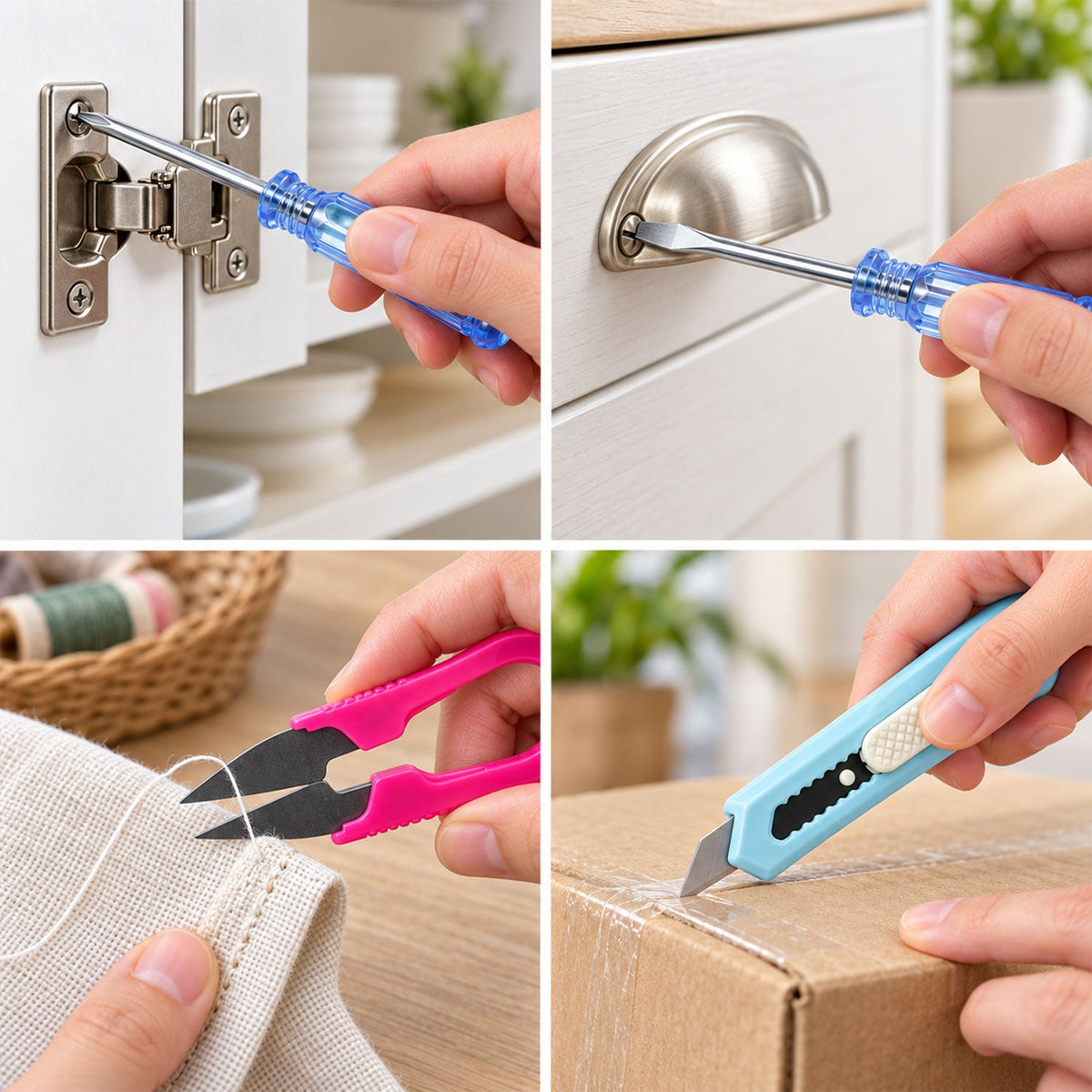 Mini Tool Kit with Screwdrivers Cutter and Thread Snips for Home (4 In 1)