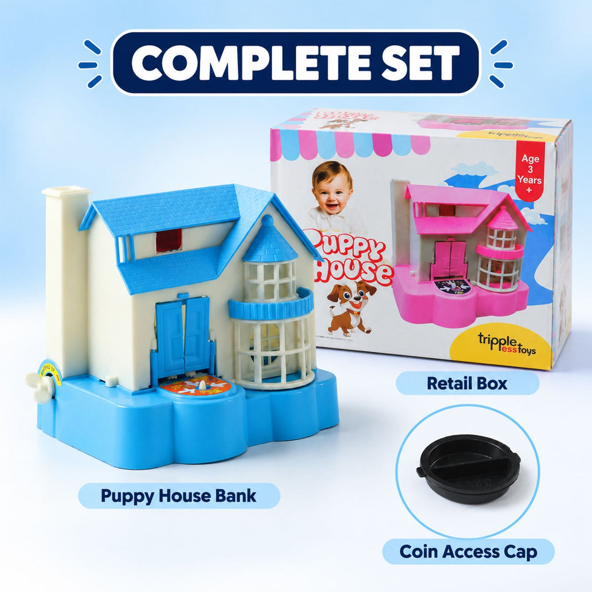 Puppy House Wind Up Coin Bank Toy with Coin Stealing Action for Kids (1 Pc)