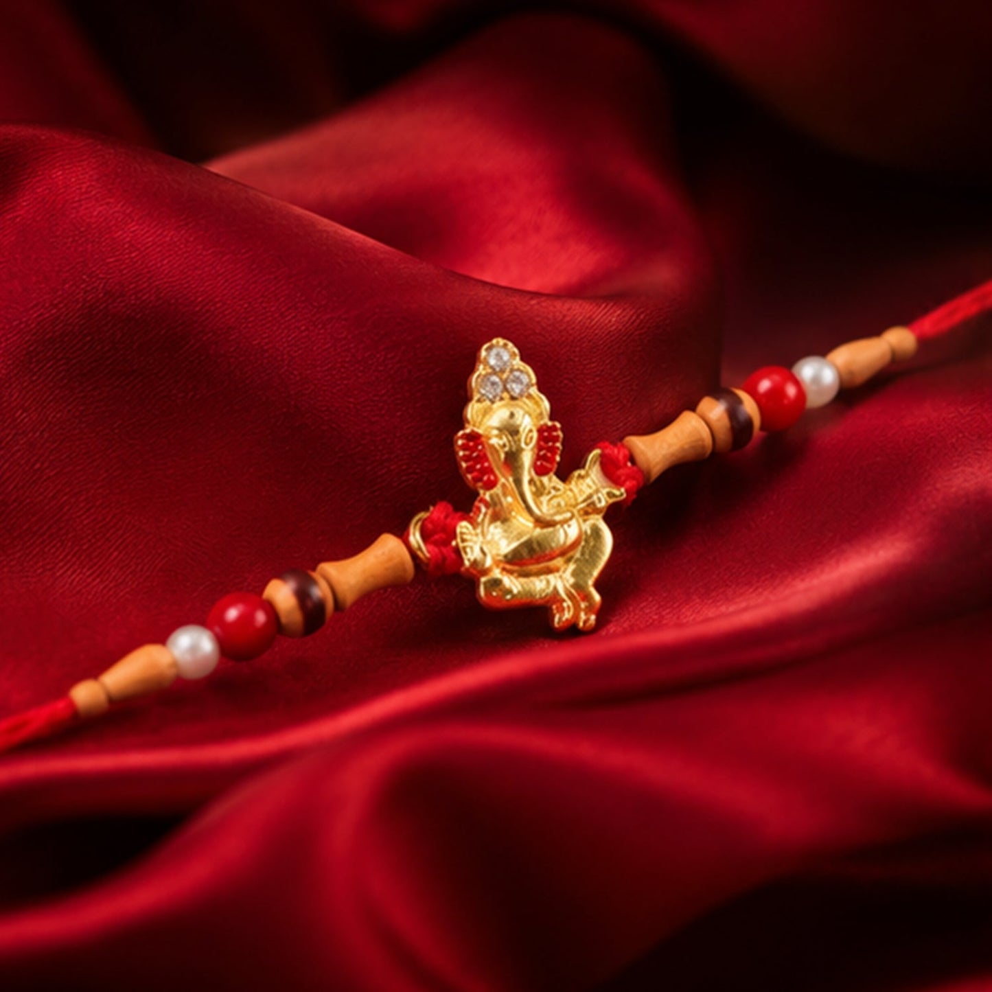 Stylish handmade rakhi with decorative elements, perfect for brothers on Raksha Bandhan