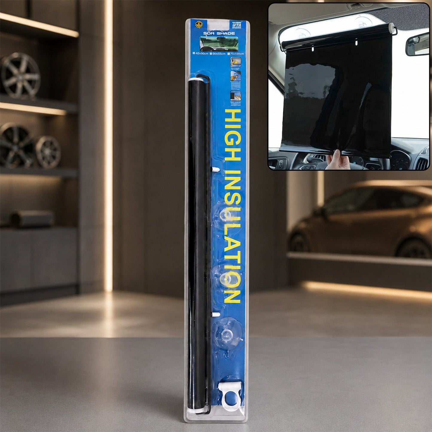 Ret retractable Window Sun Shade â€“ Drill-Free Suction Mount