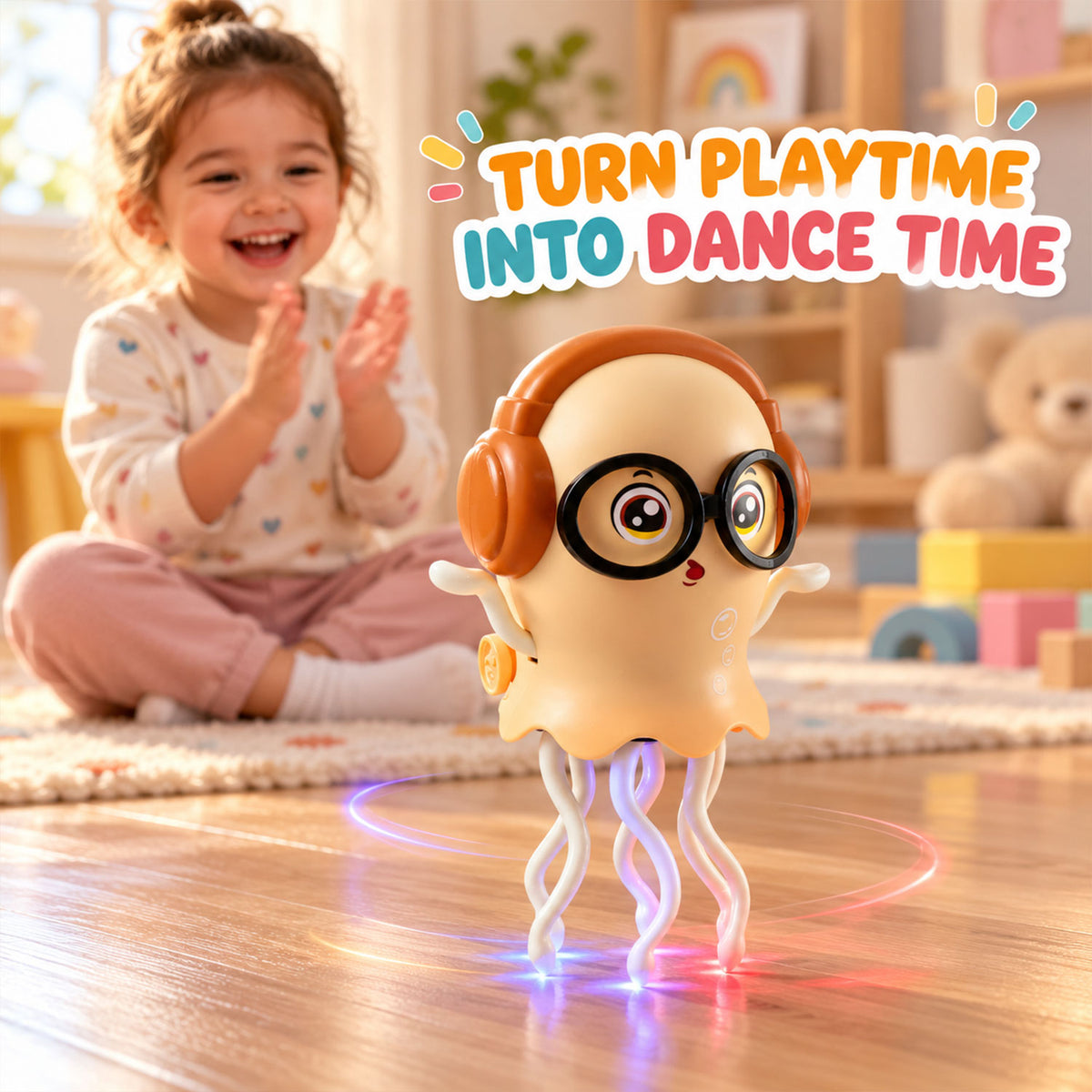 Musical Dancing Jellyfish Toy with LED Lights and Moving Tentacles (1 Pc)