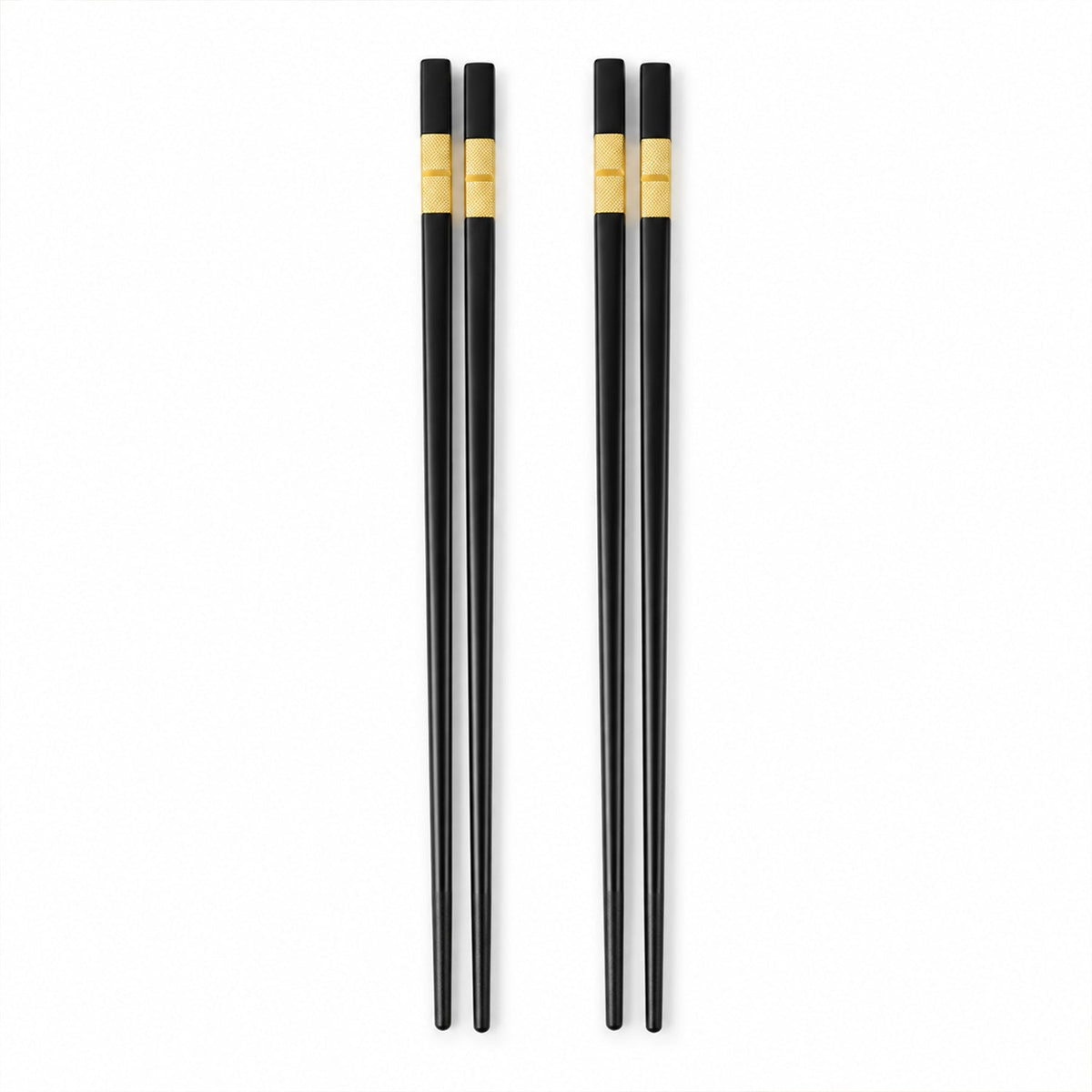 Chopsticks with Gold Tone Bands for Noodles Sushi and Everyday Dining (2 Pair)