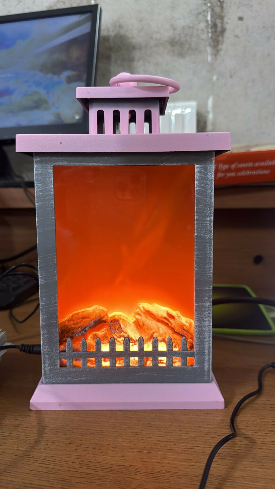 LED Fireplace Lantern Lamp Decorative Table Night Light