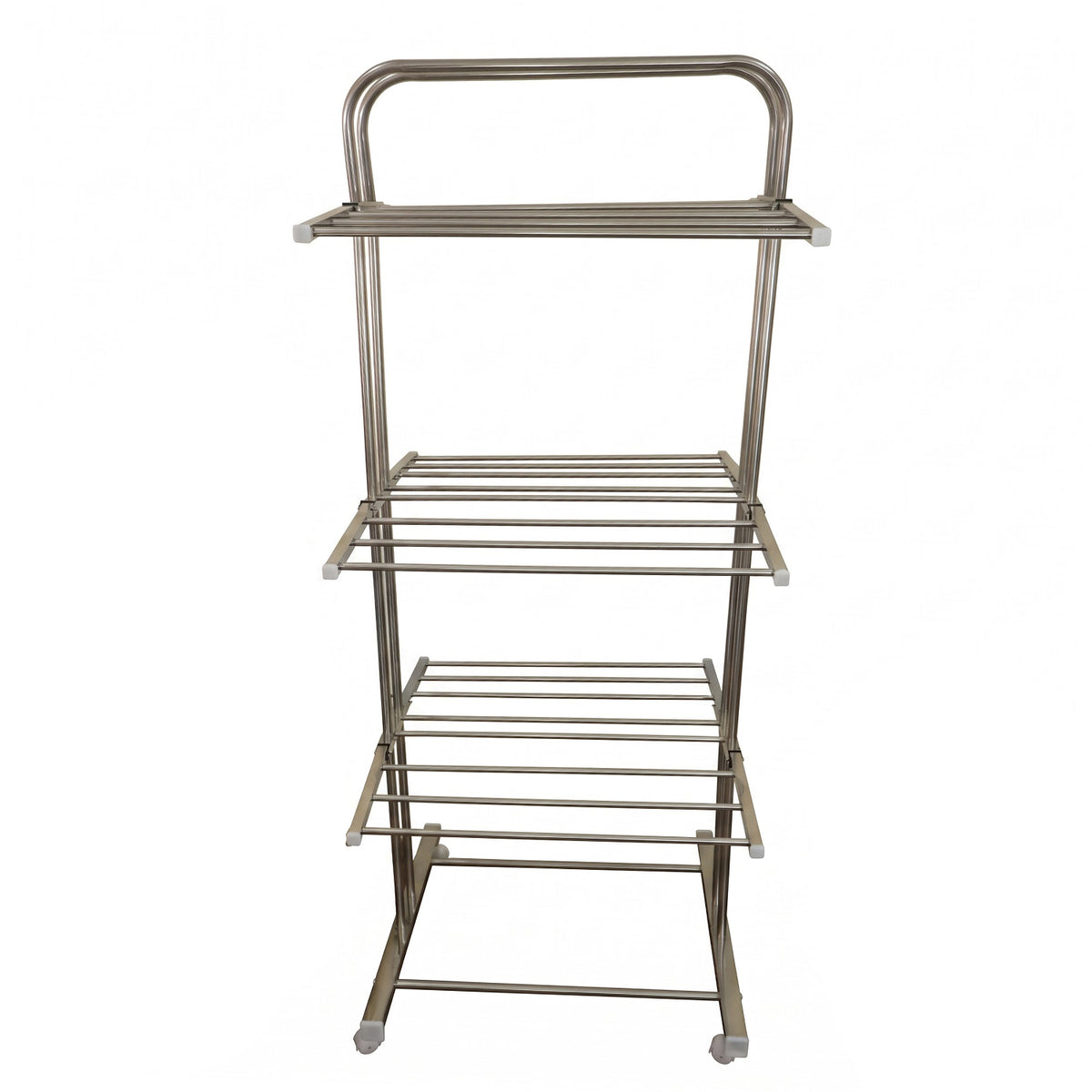 3 Layer Foldable Stainless Steel Cloth Drying Stand with Wheels