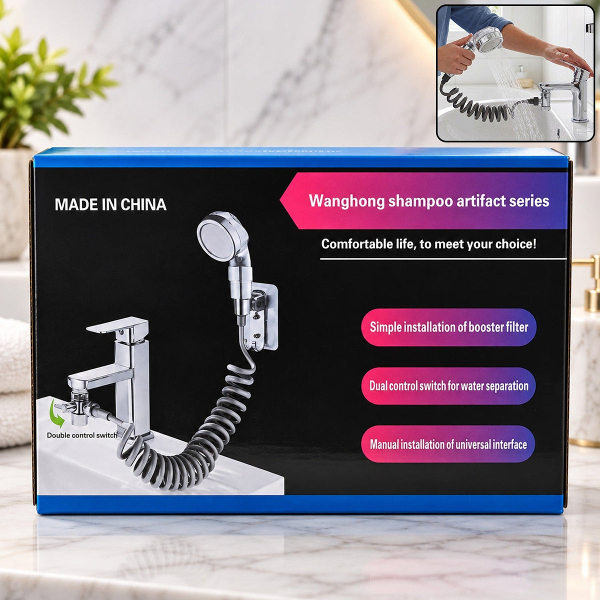 Handheld Shower Head Spray with Flexible Hose for Bathroom (1 Pc)