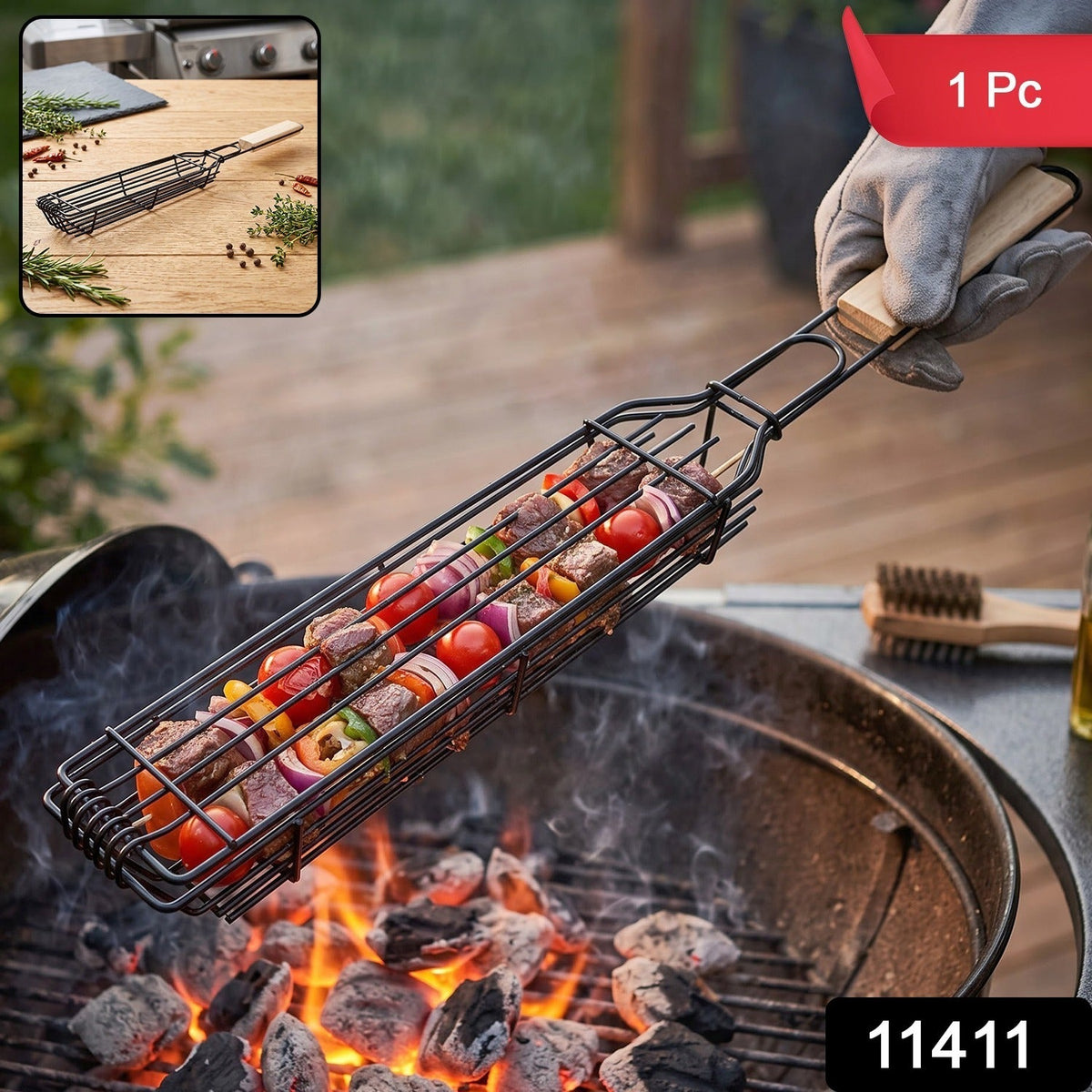 BBQ Grill Basket with Wooden Handle