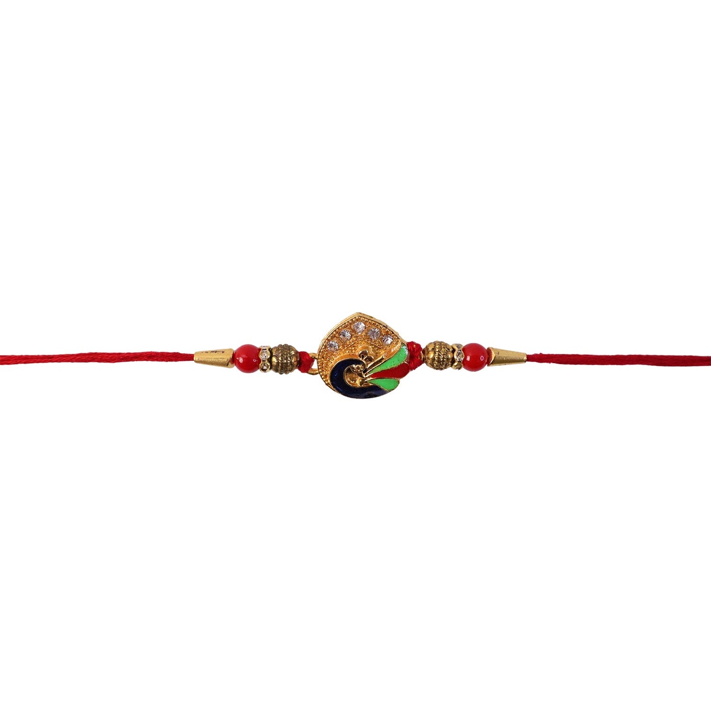 Festive peacock feather rakhi with premium finish for brother