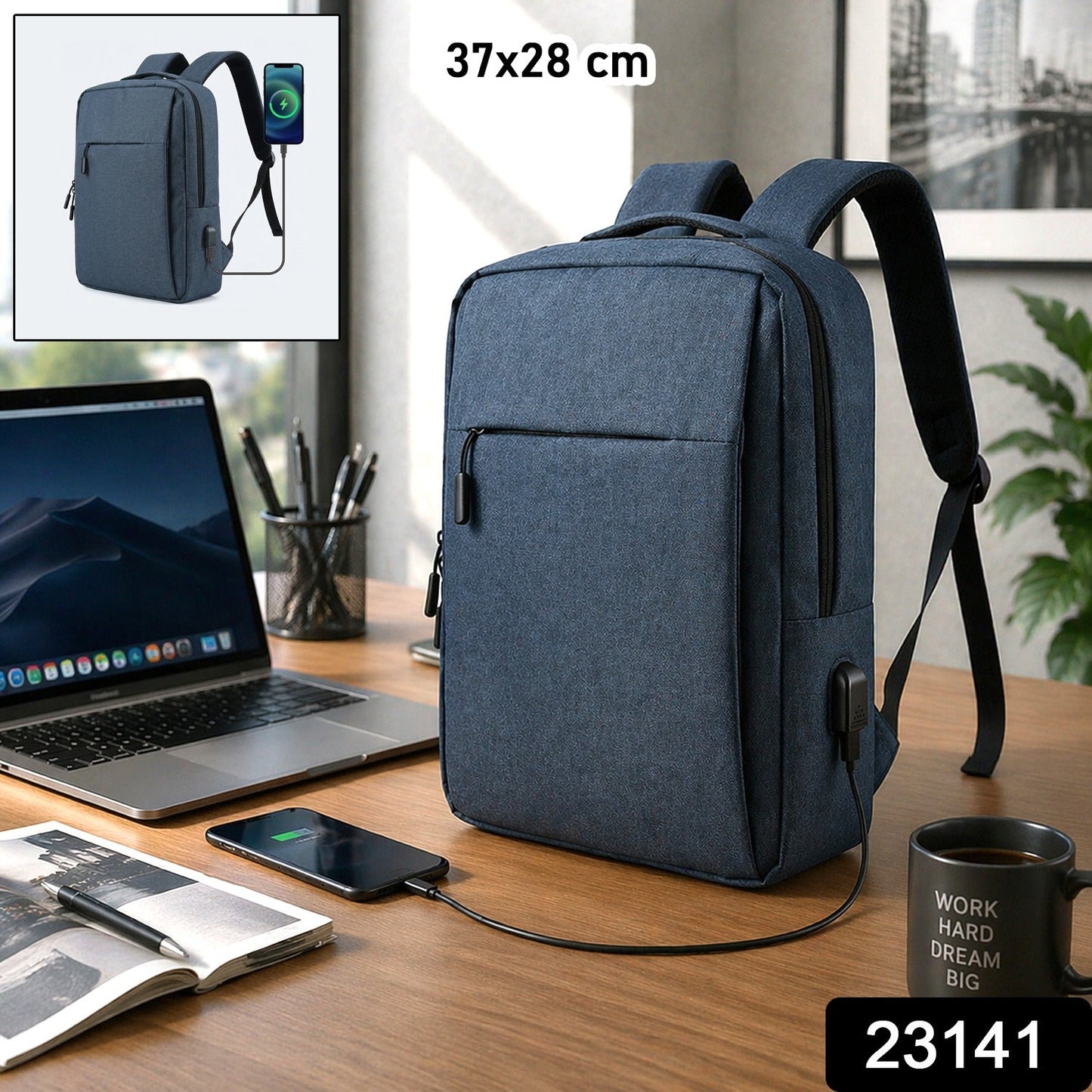 Multipurpose Travel Luggage Backpack with USB Charging Port (1 Pc, 37x28 Cm)
