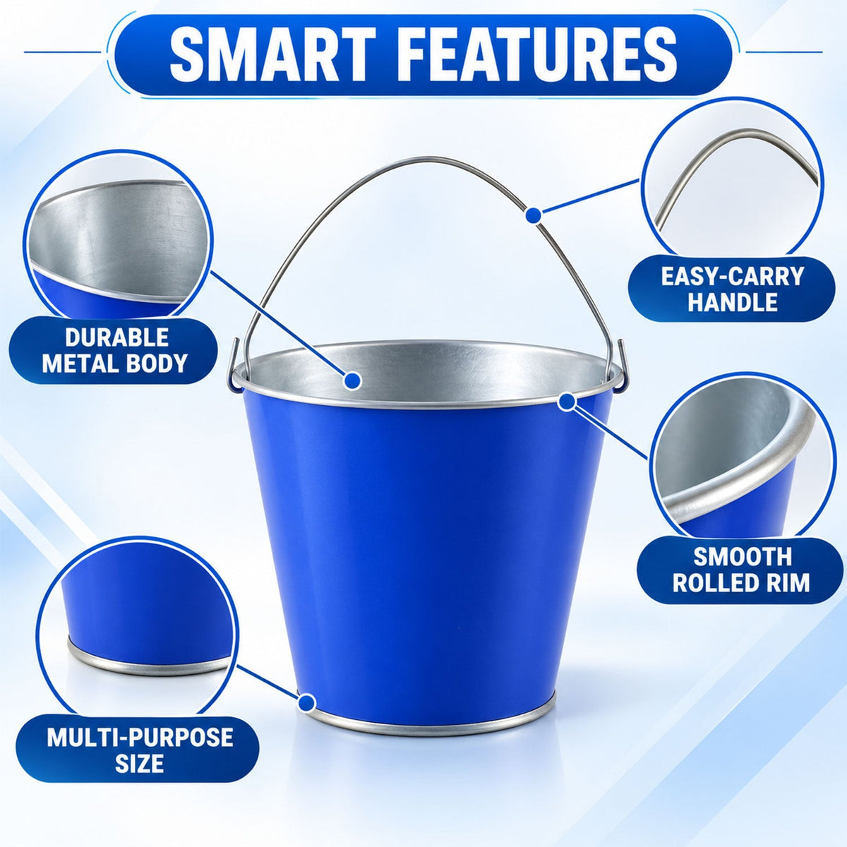 Small Metal Ice Bucket with Carry Handle for Party Decor & Storage (1 Pc)