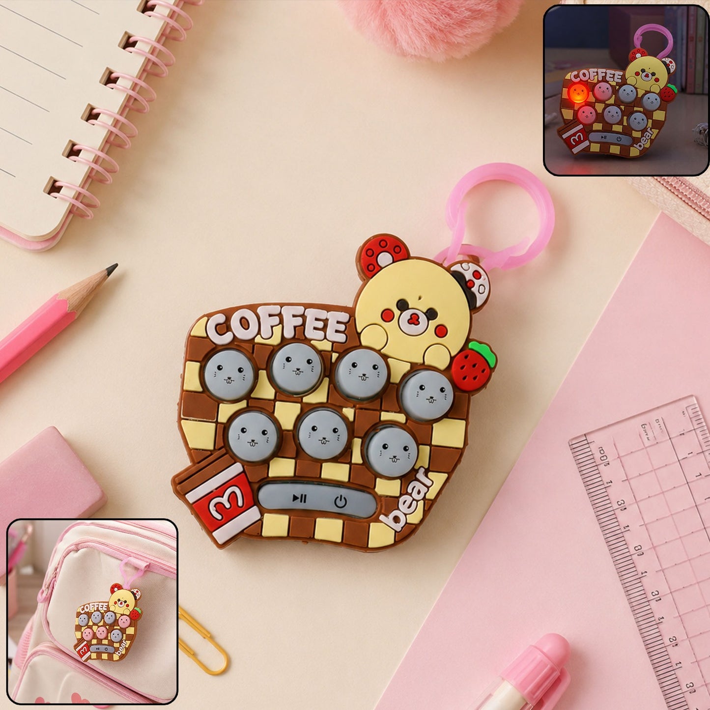 Cartoon Push-Button Musical Keychain Toy - (1 Pc)