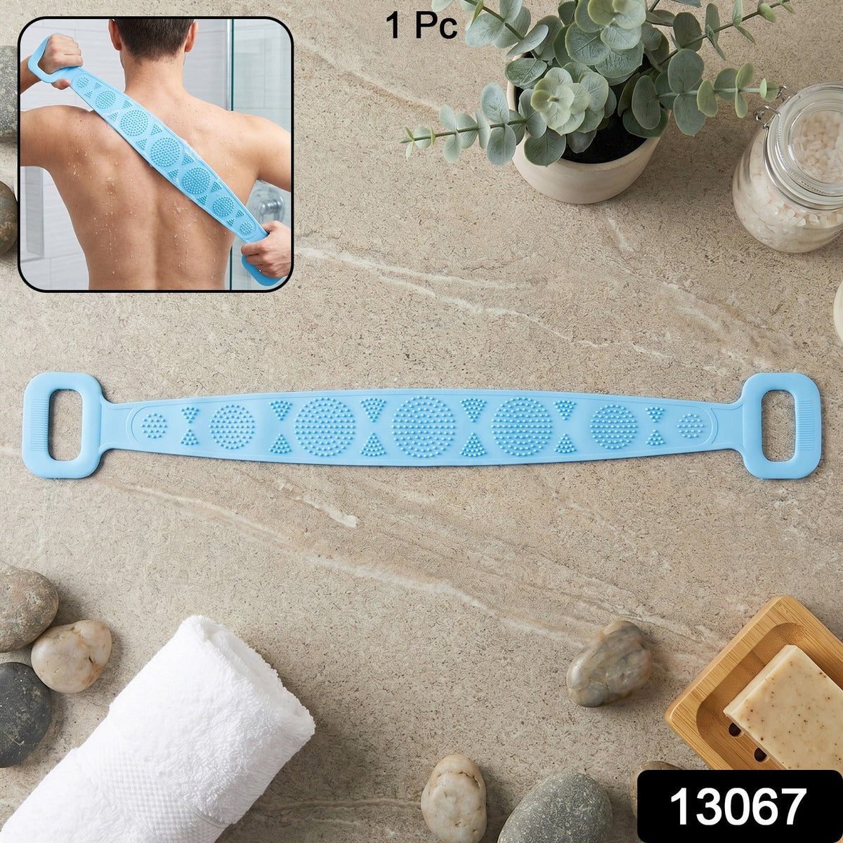 Silicone Back Scrubber Belt for Bathroom Shower, Dual Handle Body Scrub (1 Pc)