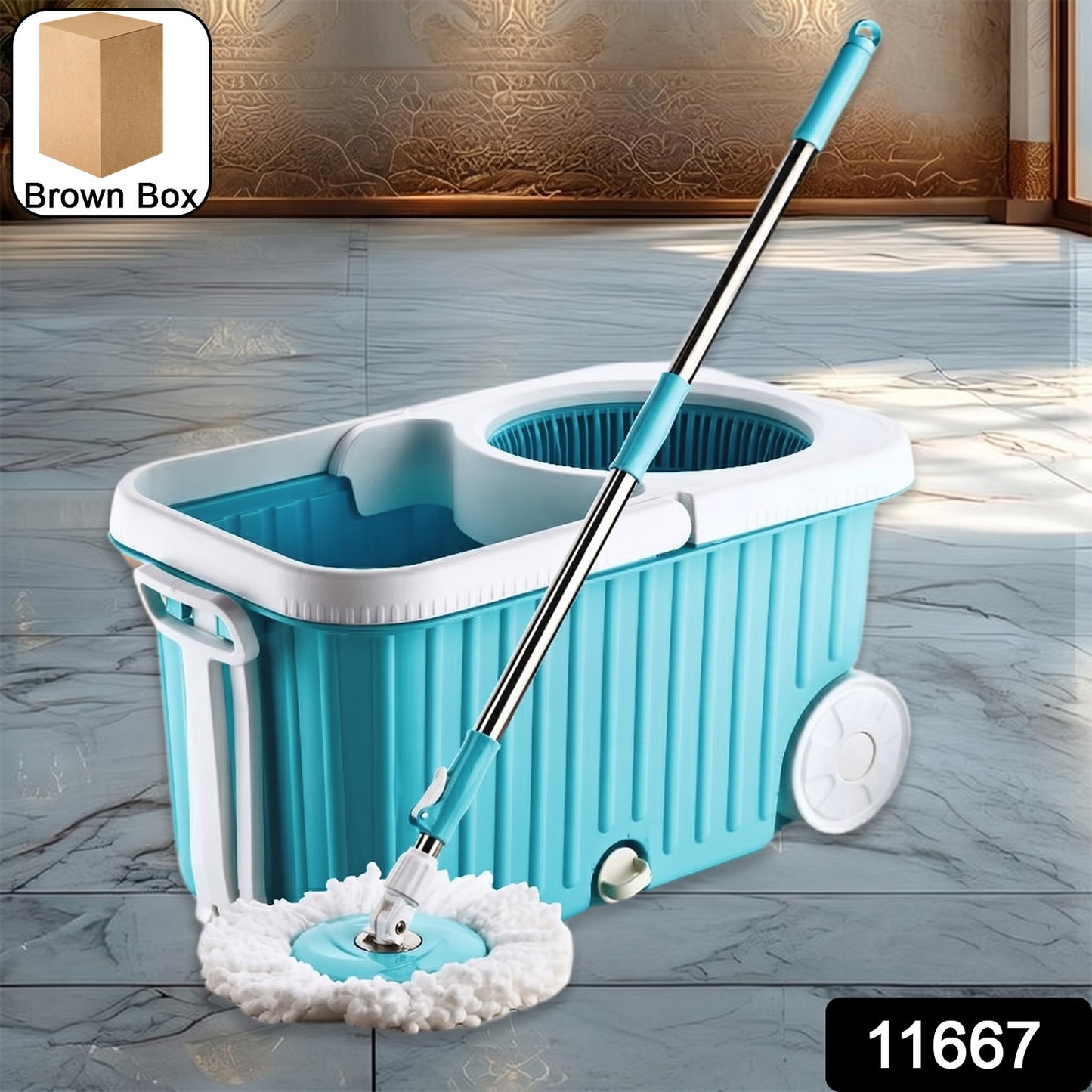 Apex Magic 360Â° Spin Mop Cleaning System with Stainless Steel Spinner