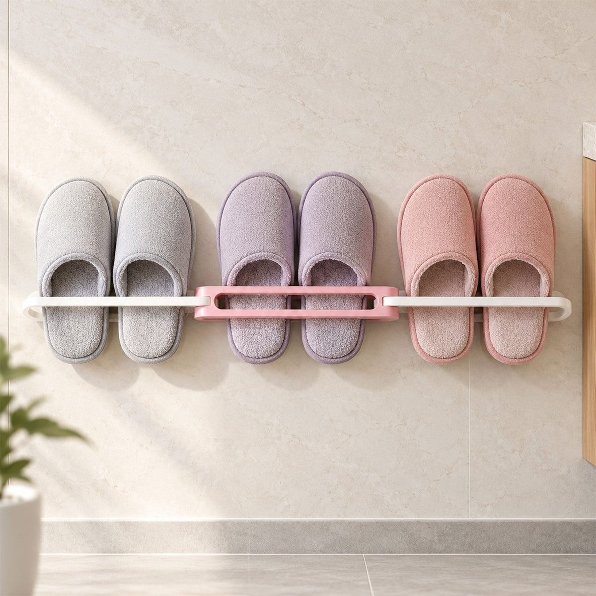 Adhesive Slipper Storage Bar