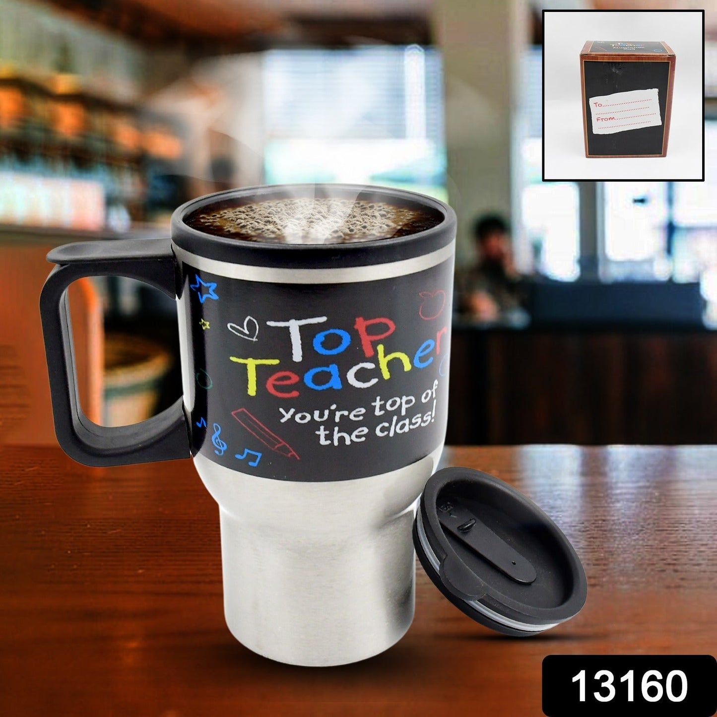 Stainless Steel Insulated Travel Mug - Double-Walled Vacuum Cup with Lid & Handle