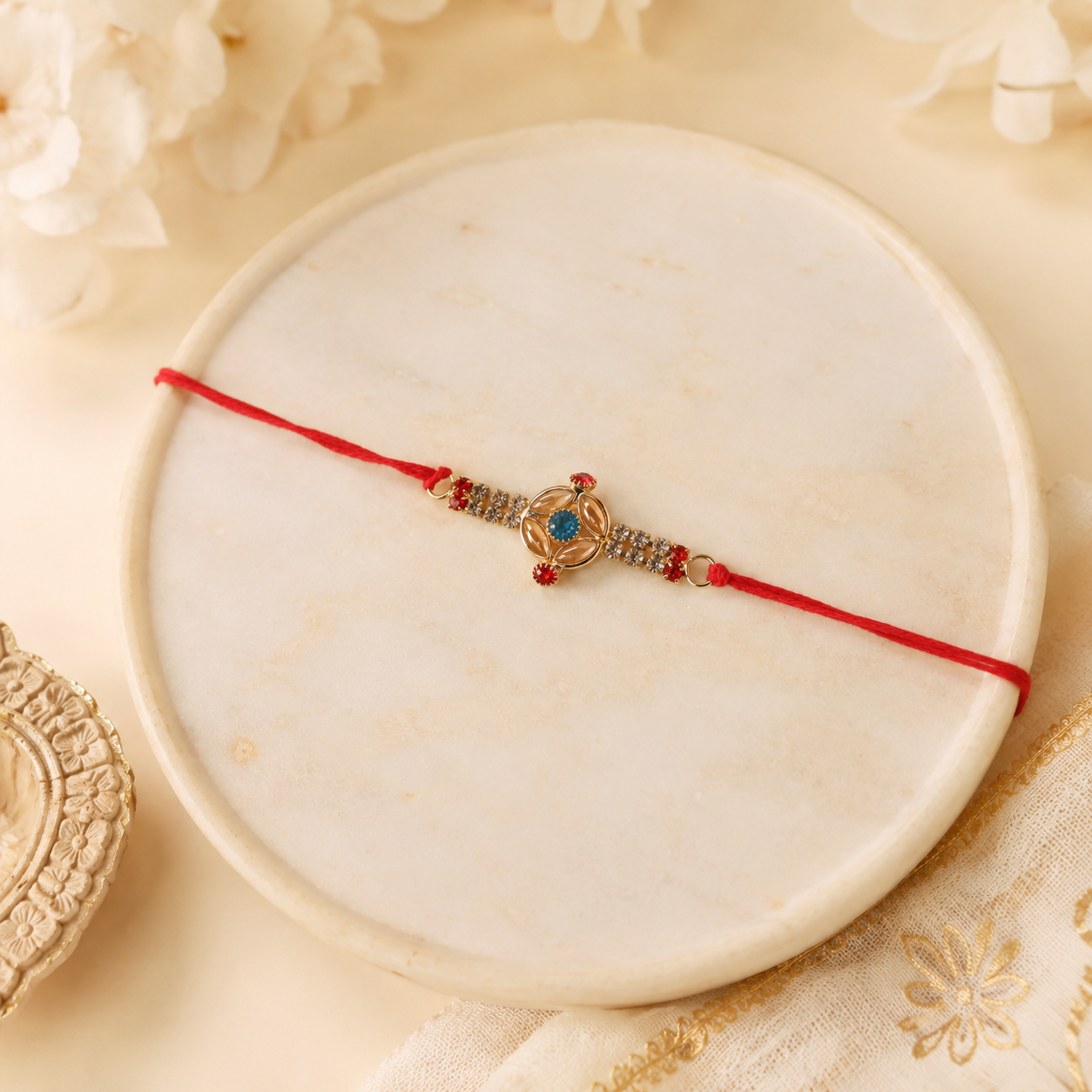 Beautiful designer rakhi with attractive centerpiece and festive appeal