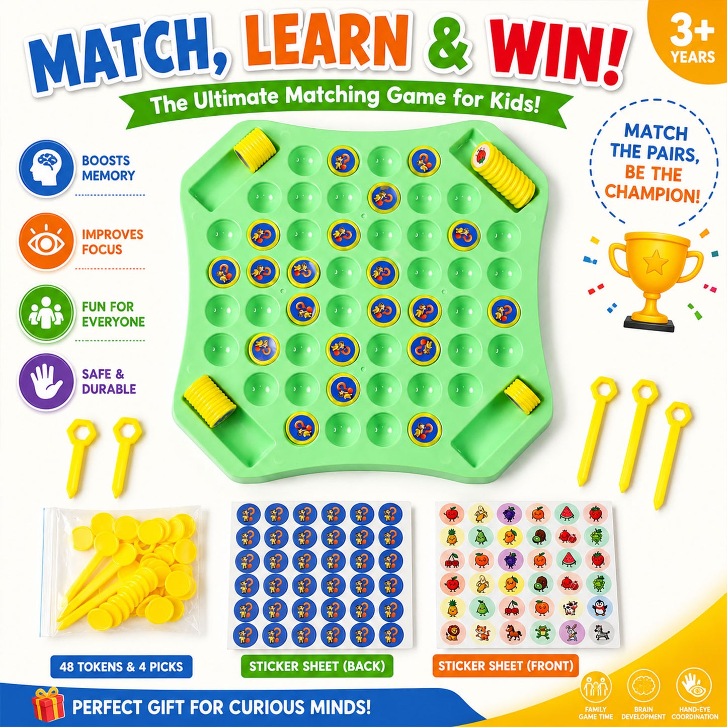 Flip & Match Educational Puzzle Game Toy (1 Set)