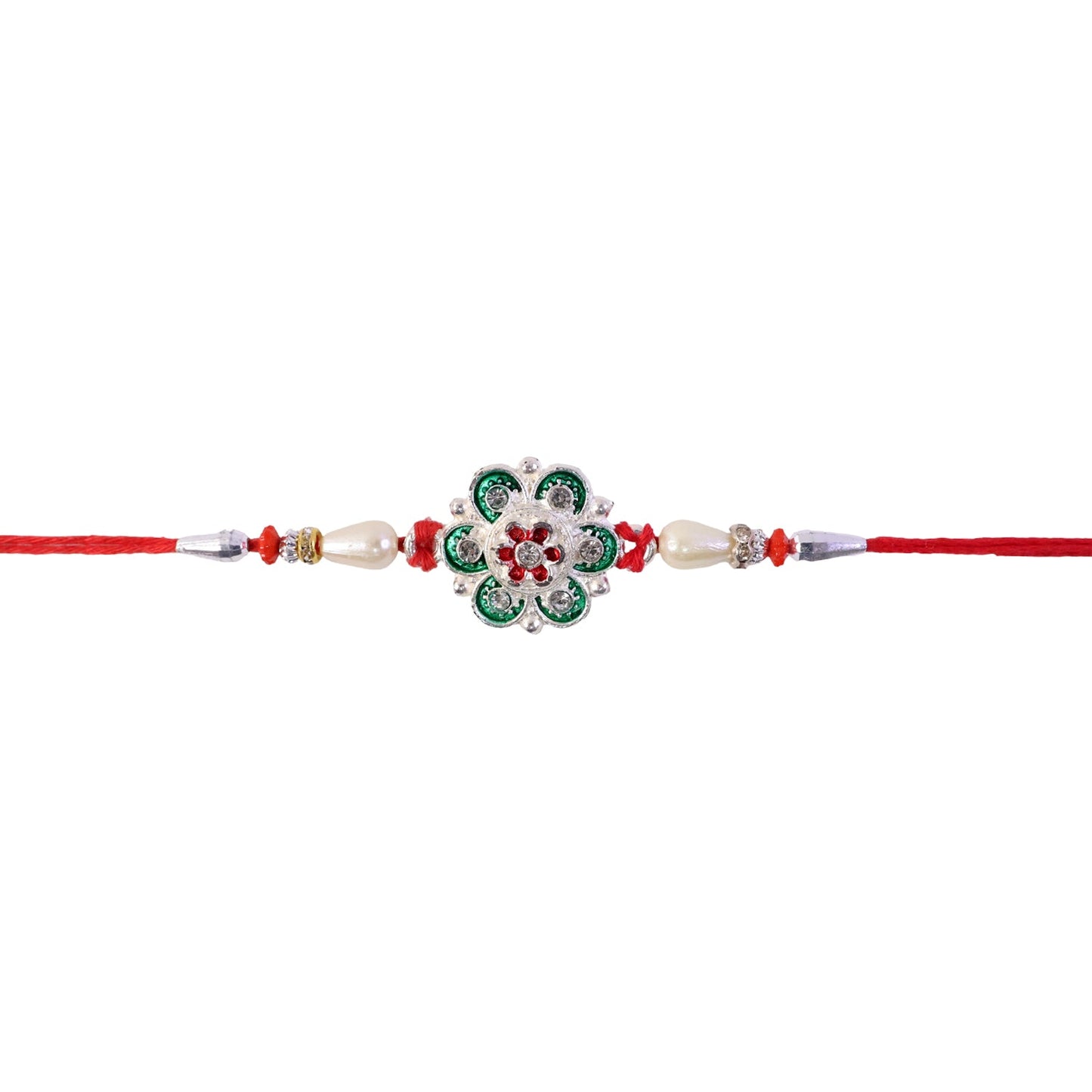Elegant green flower rakhi centerpiece design
