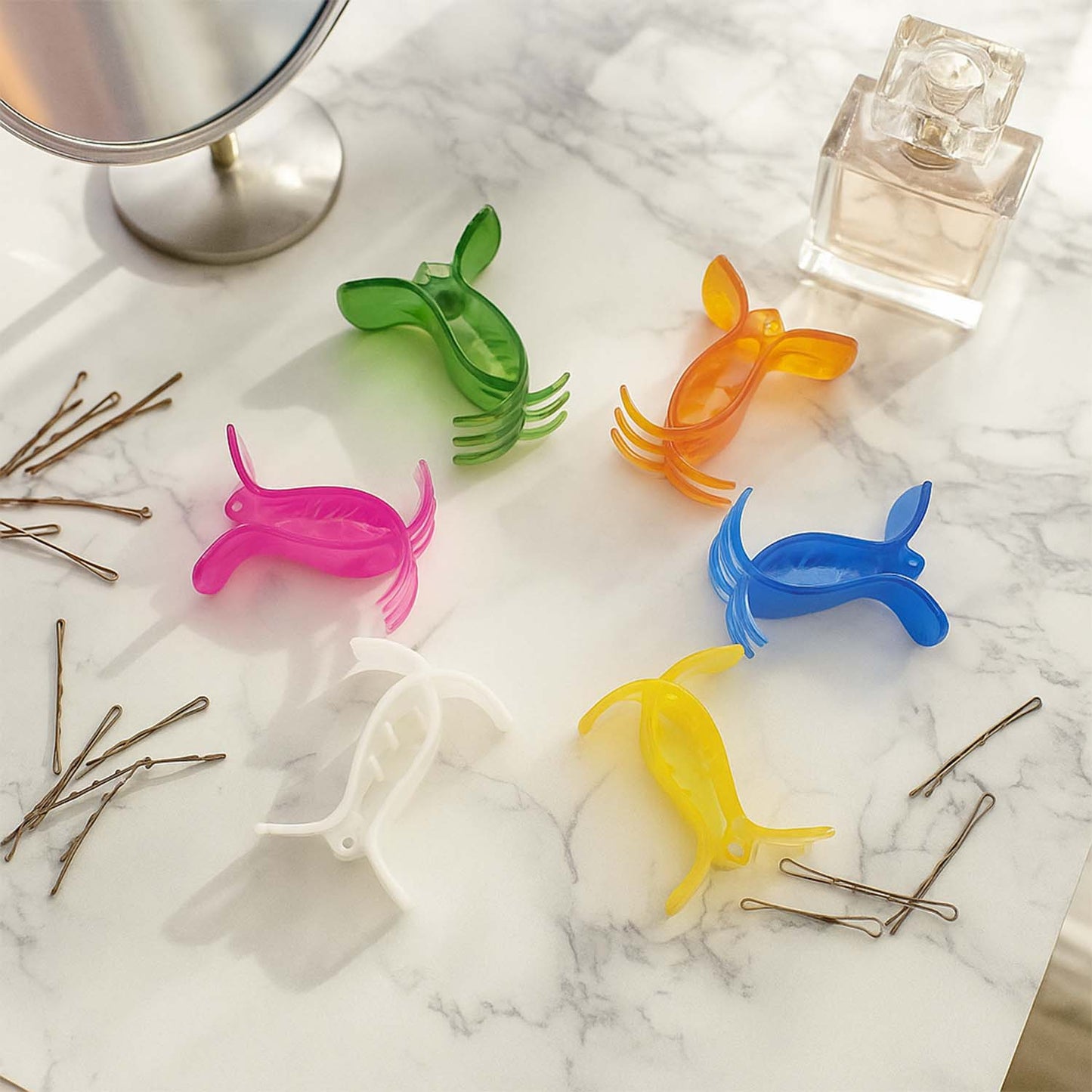 Mini Hair Claw Clips for Girls â€“ 6 Pc Colorful Small Hair Clamps