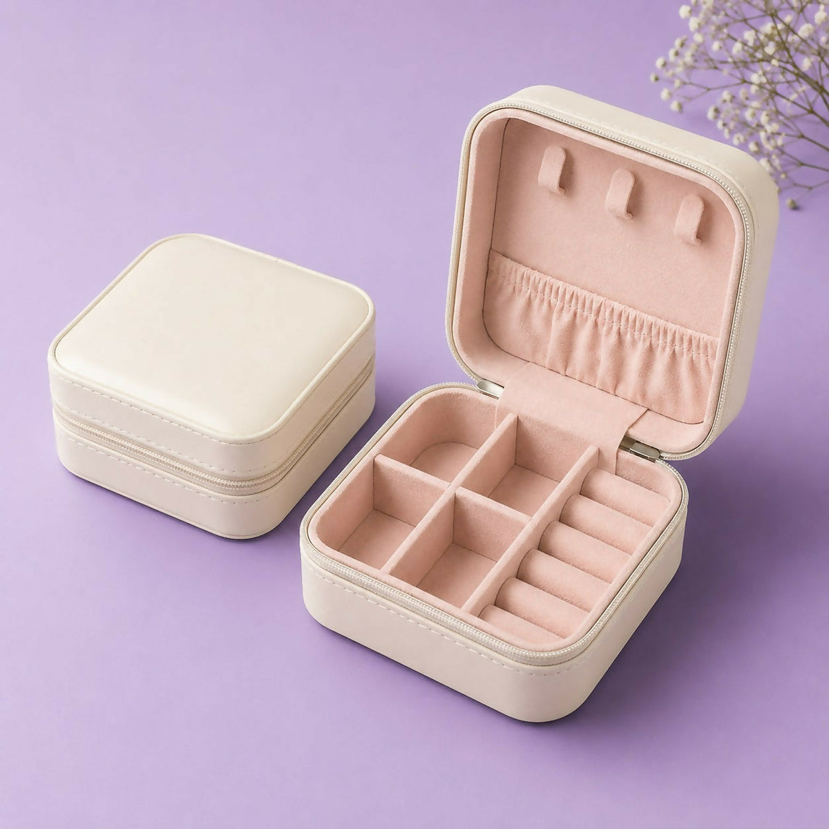 Portable PU Leather Travel Jewelry Organizer for Rings & Earrings
