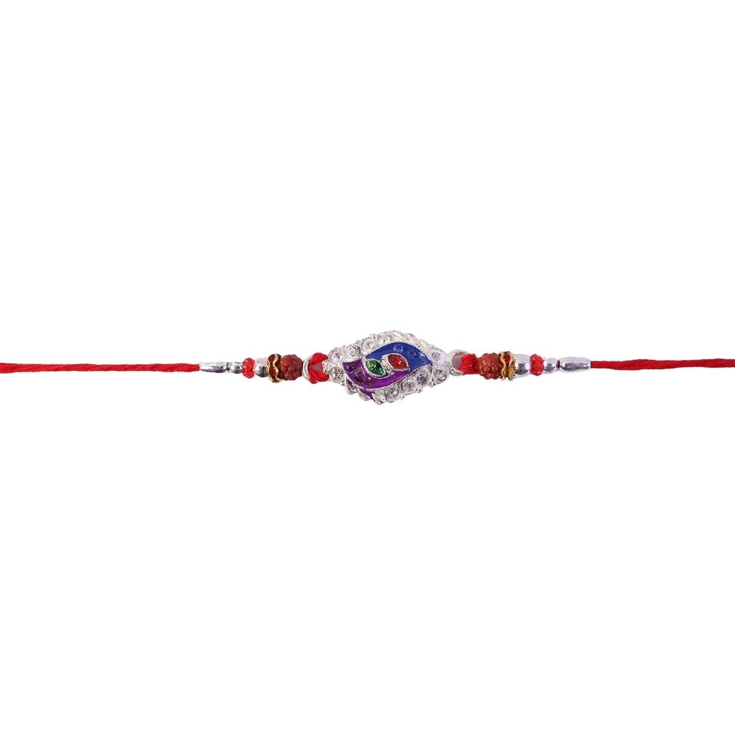 Close-up of rakhi with colorful beads and thread for Rakhi festival