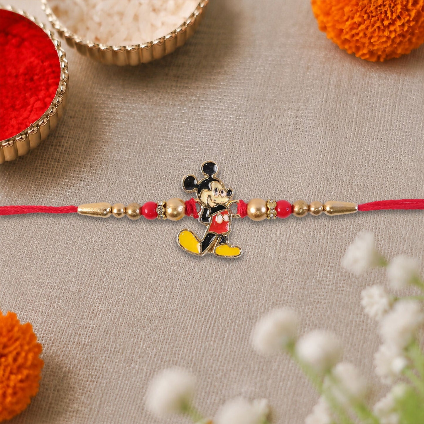 Cute Mickey Mouse Rakhi in vibrant colors for children