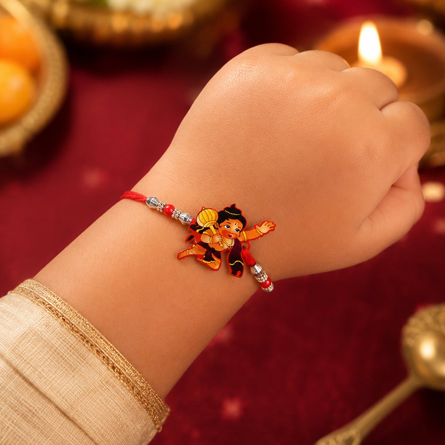 Elegant Hanuman Rakhi featuring detailed design and festive appeal