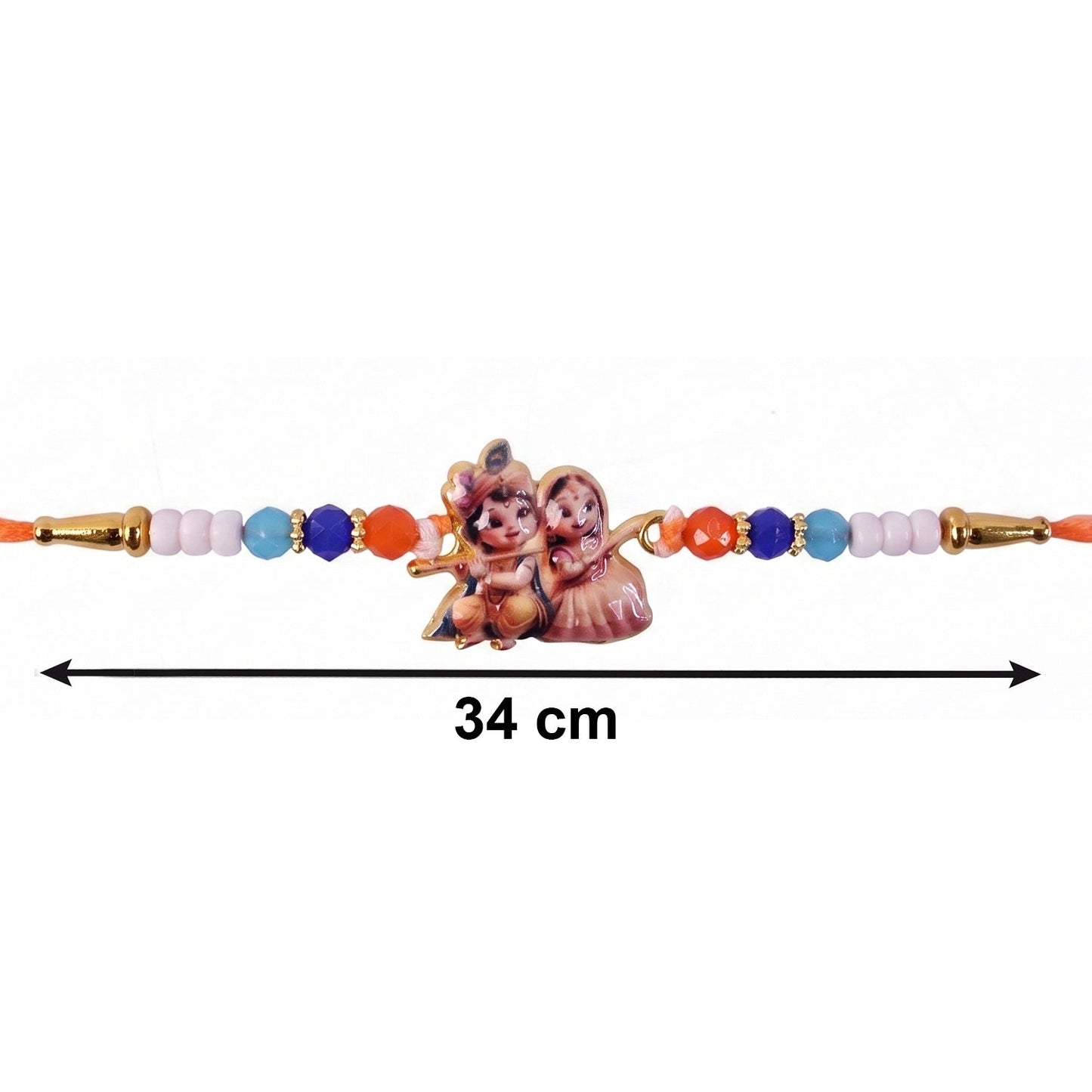 Lightweight Radha Krishna Rakhi featuring divine design for comfortable wear.