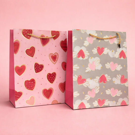 Heart Print Gift Paper Bag with Handle for Special Occasions