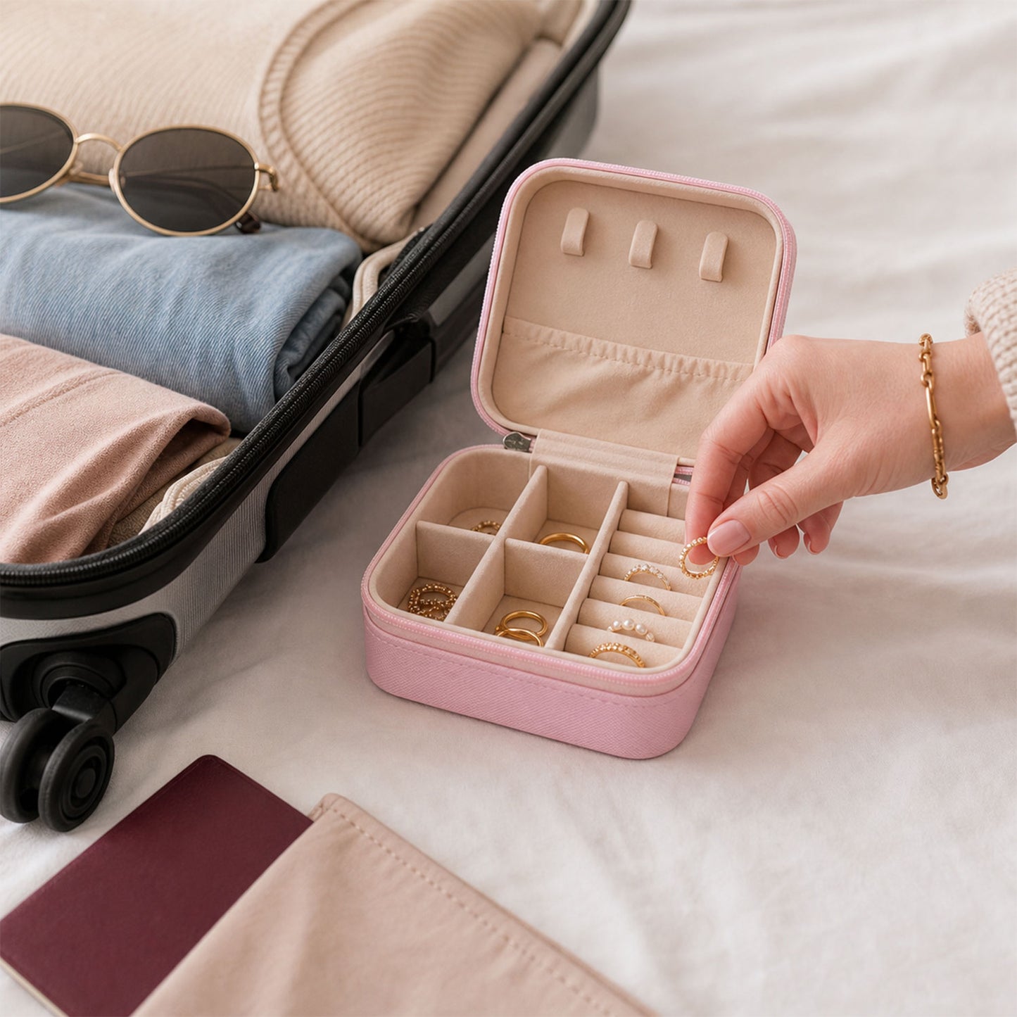 Mini PU Leather jewellery Box for Travel & Storage