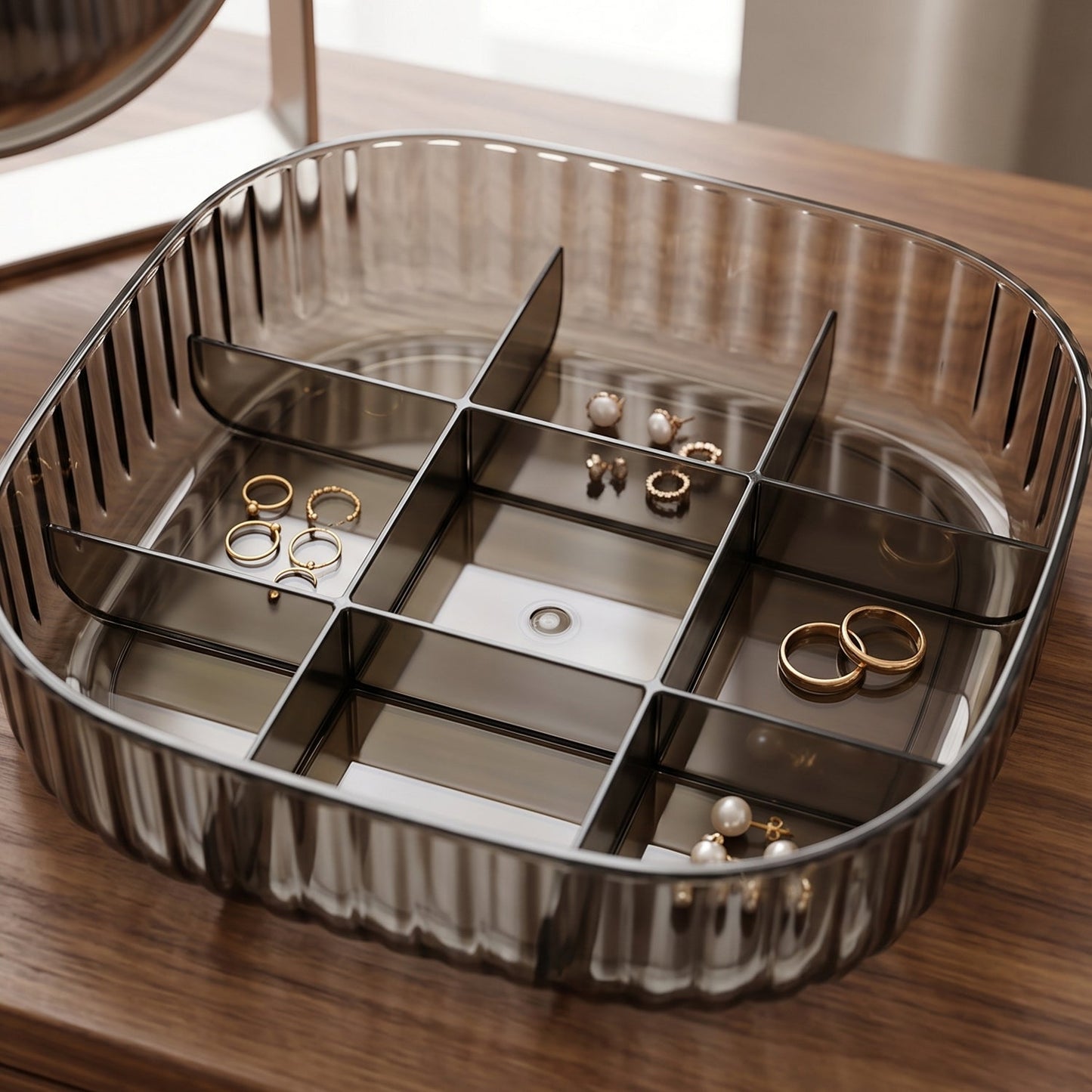 Plastic Multi-Compartment Jewelry Organizer Box, Stackable Ring Storage (1 Set)