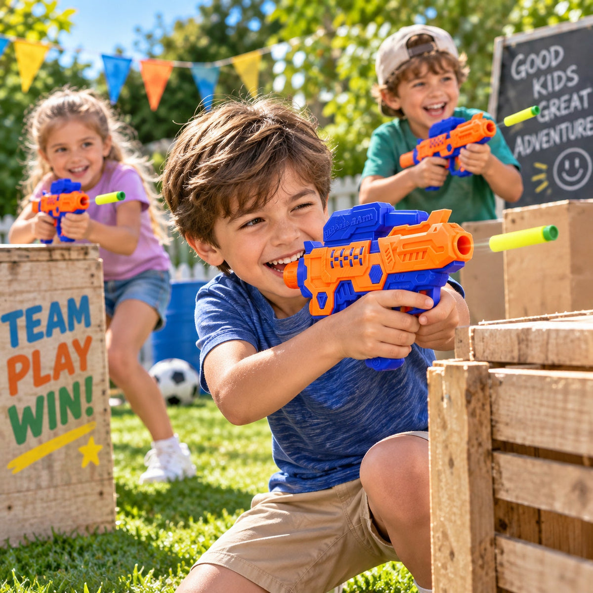 Soft Foam Bullet Toy Gun Blaster With Grip Handle For Target Play (1 Set)