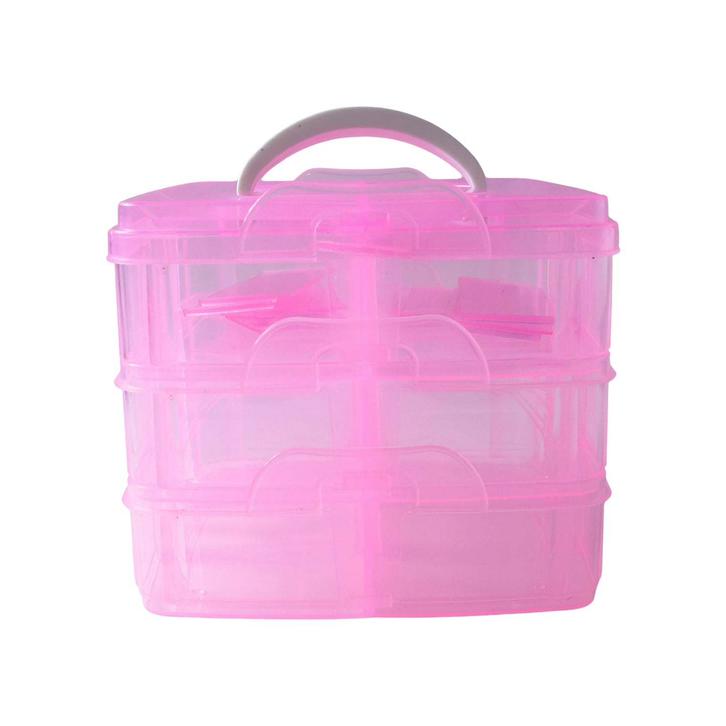 3-Tier 18 Sections Transparent Stackable Adjustable Compartment Slot Plastic Craft Storage Box