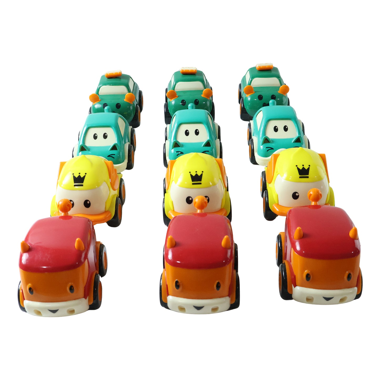 Cartoon Pull-Back Car Toy Set for Kids (12 Pc)