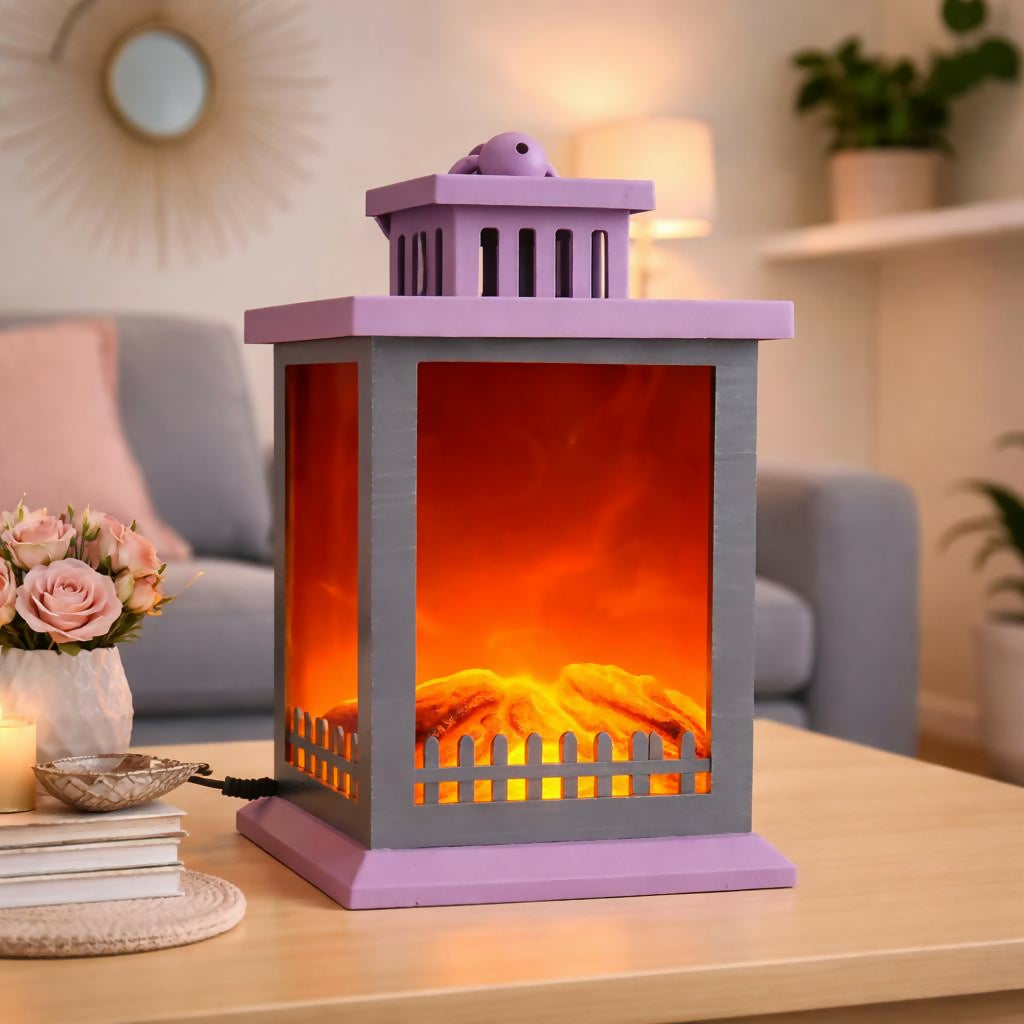 LED Fireplace Lantern Lamp Decorative Table Night Light