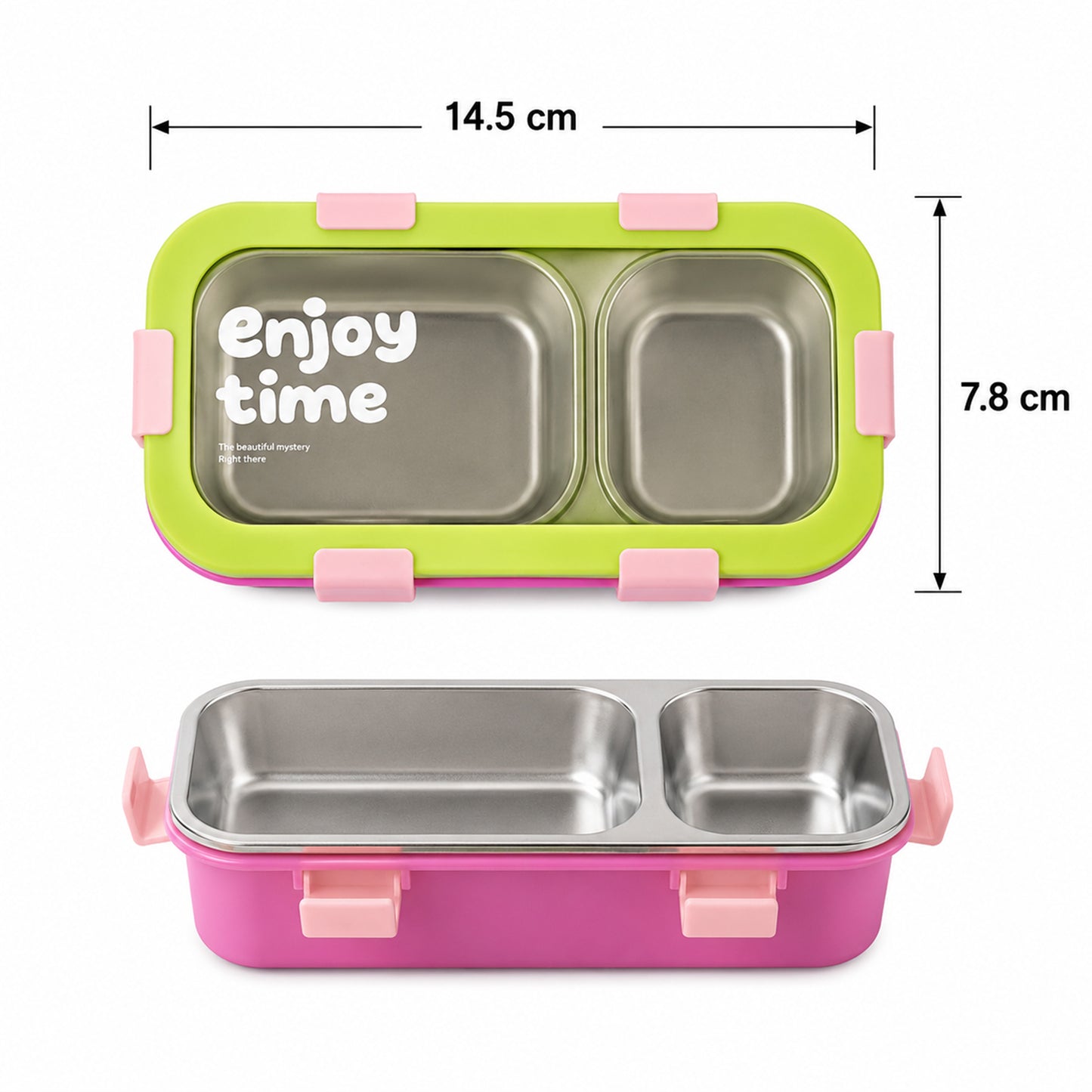 Stainless Steel Leak-Proof Lunch Box with 2 Compartments With Spoon & fork