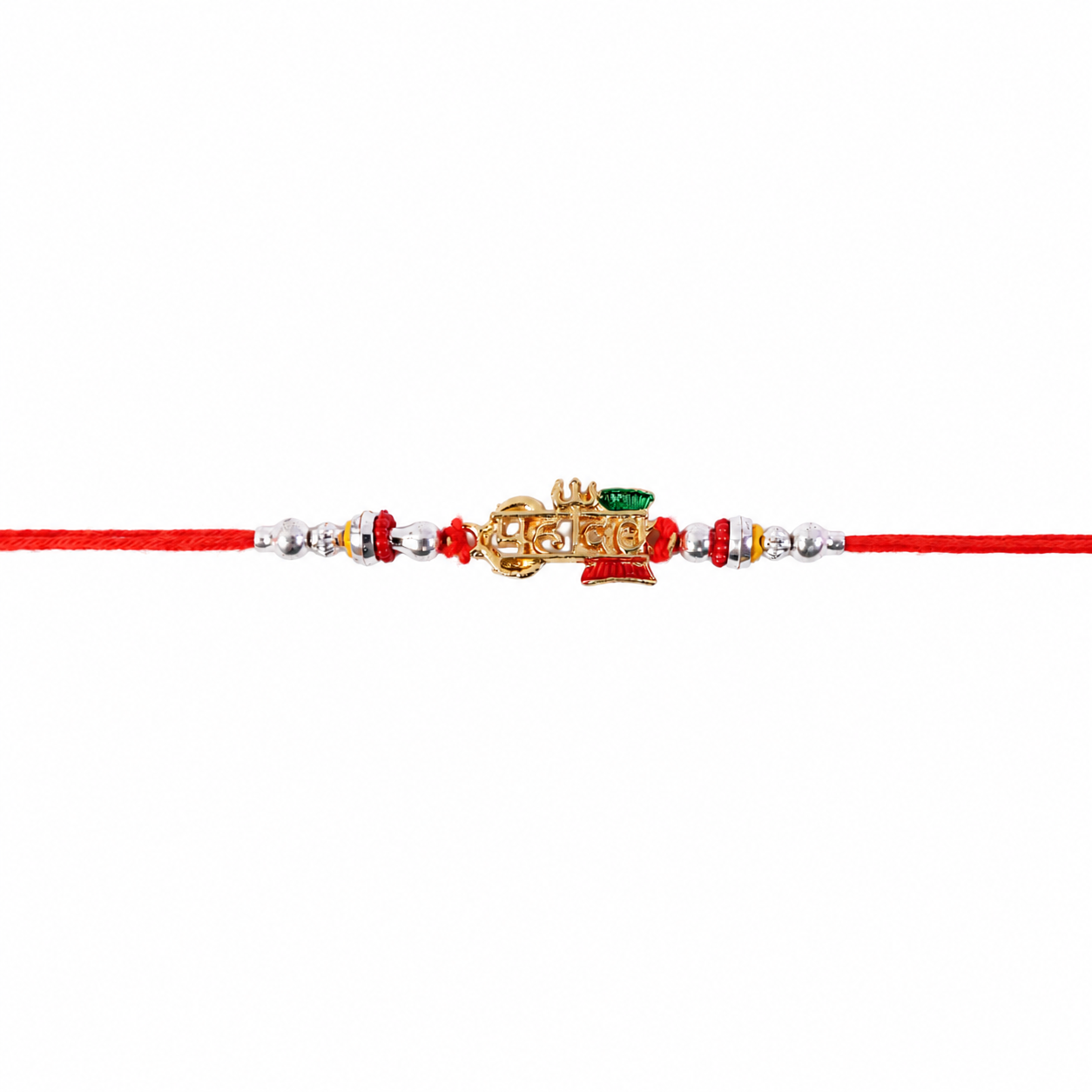 Mahadev Damru Rakhi laid on white background