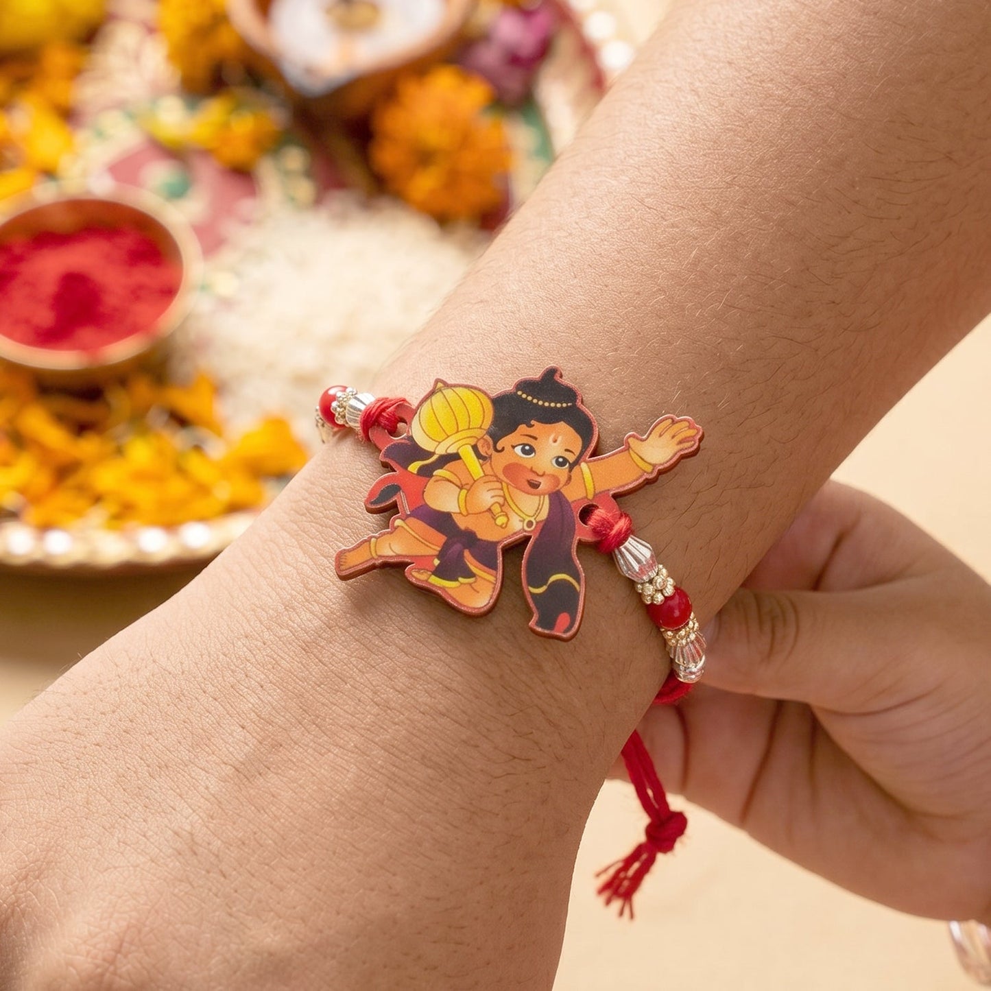 Bal Hanuman Rakhi on festive background for Rakshabandhan