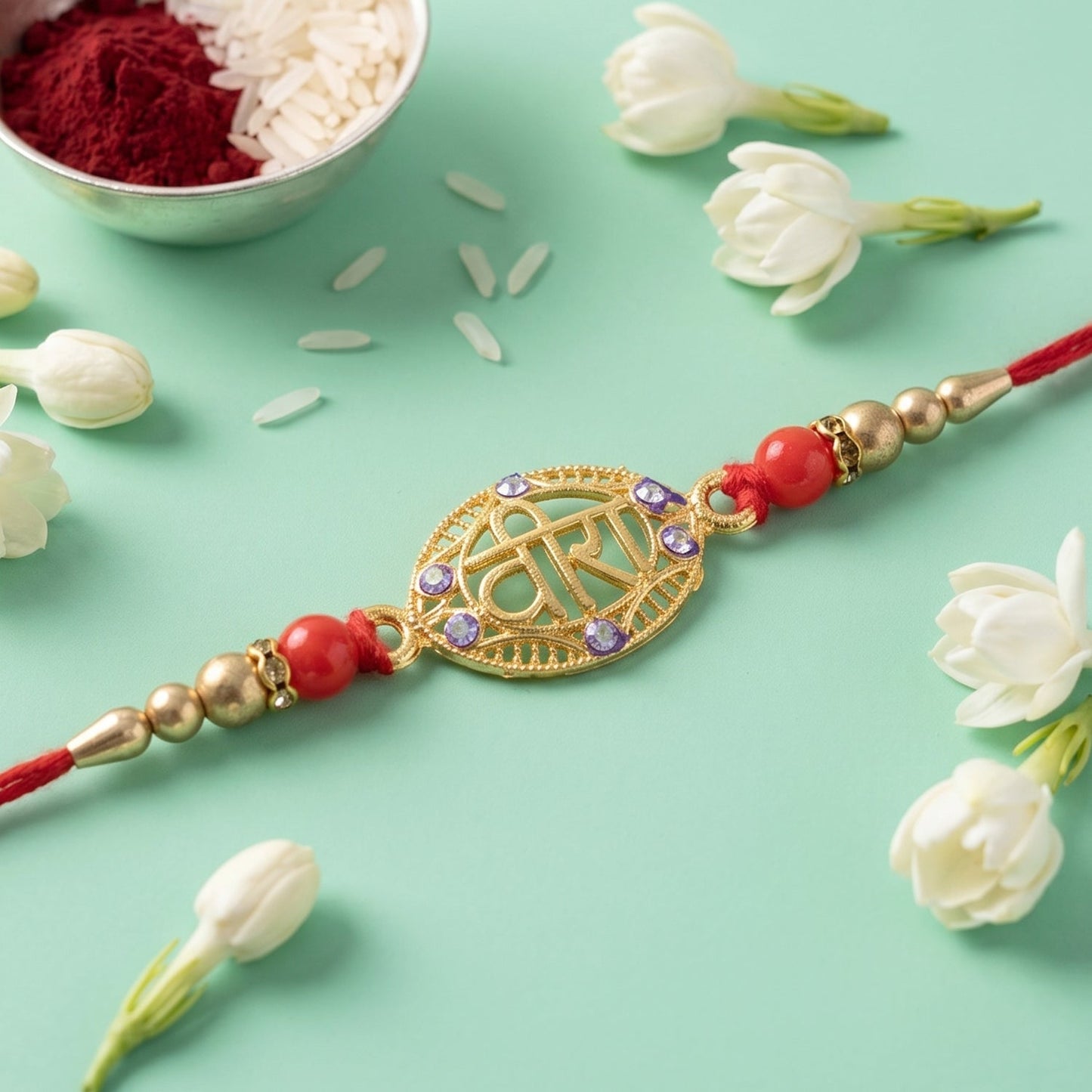 Traditional stylish Rakhi for brothers with intricate design