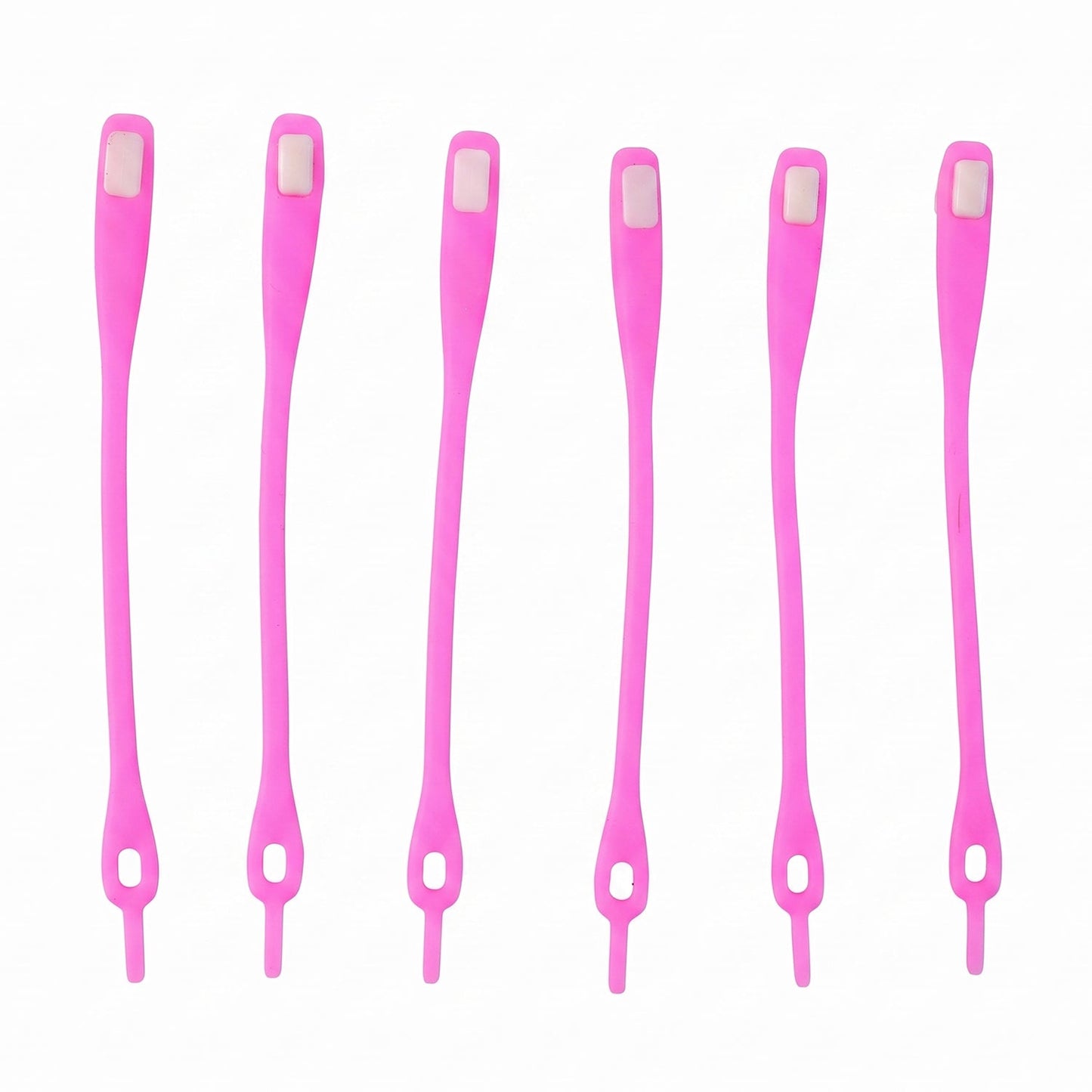 Stretchable silicone shoelaces on white background
