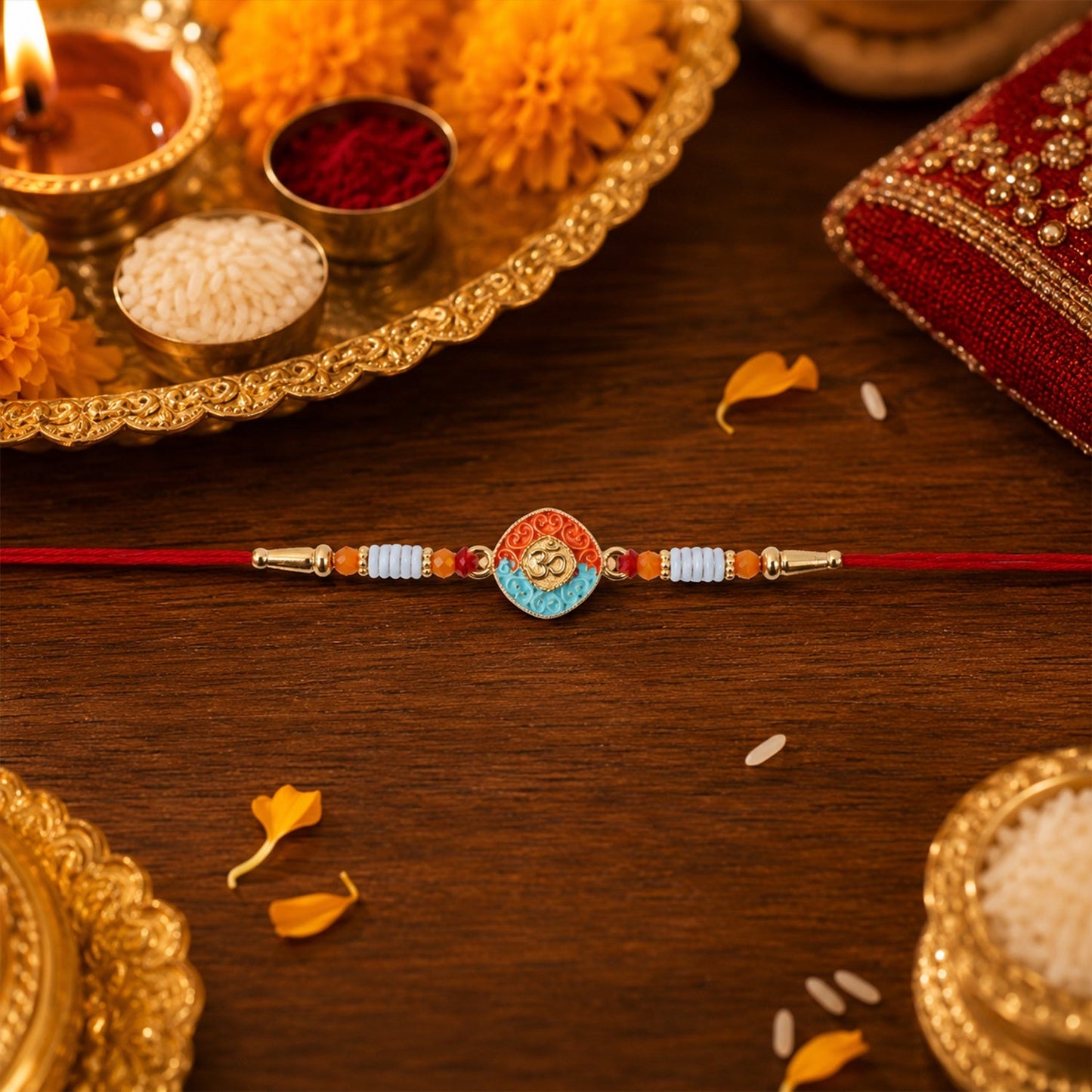 Traditional and modern styled OM symbol Rakhi