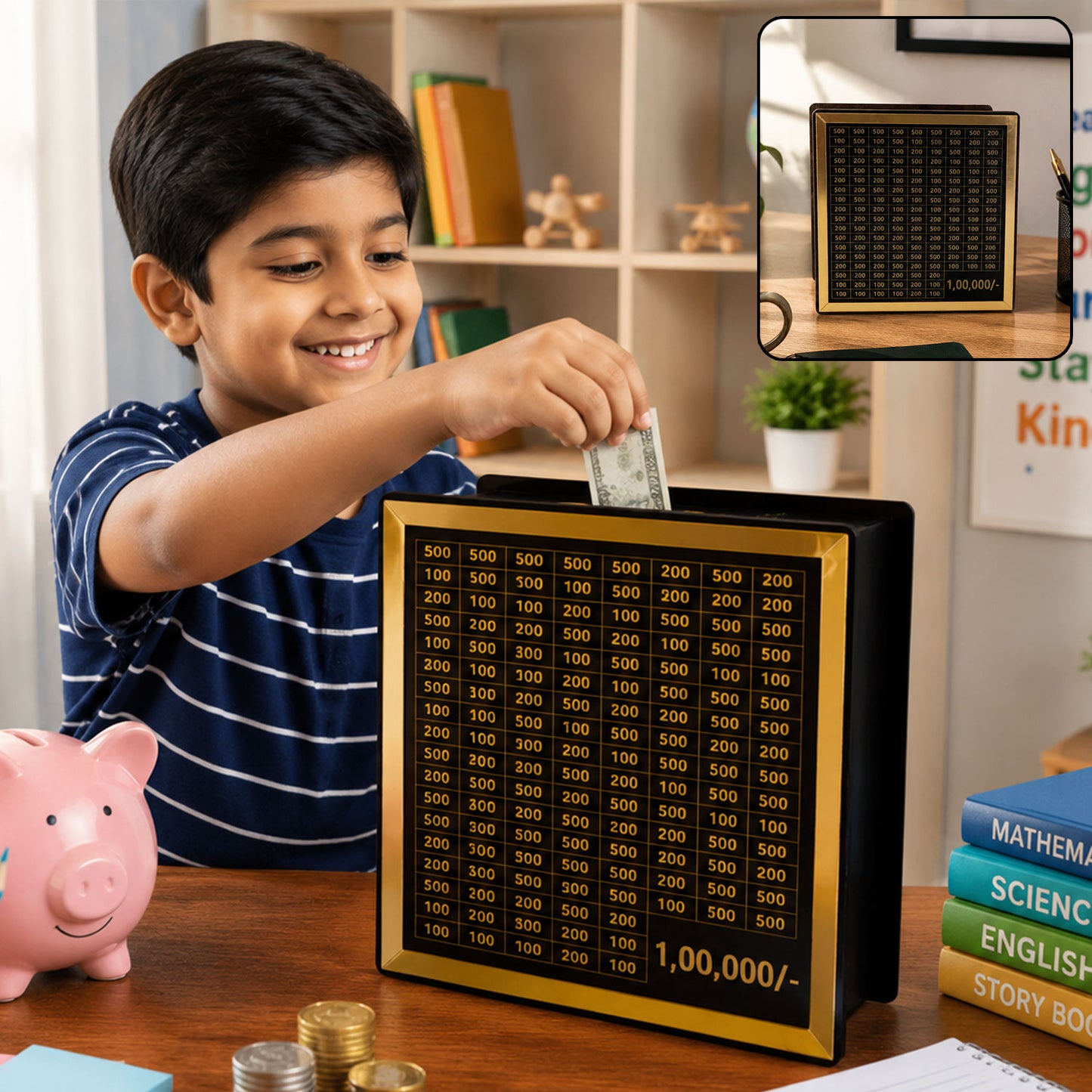 Wooden Money / Piggy Bank, Money Box (1 Pc / Pen Not Included)